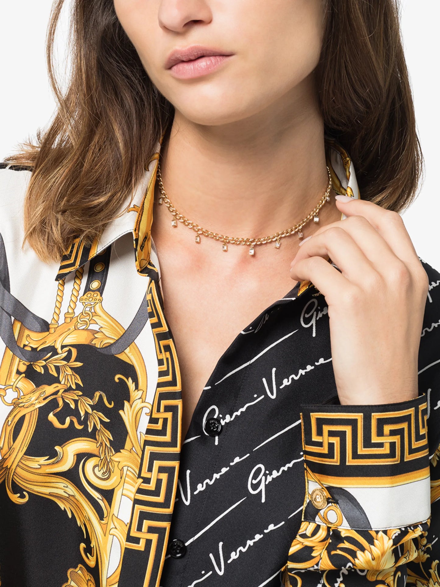 18kt yellow gold diamond link choker
