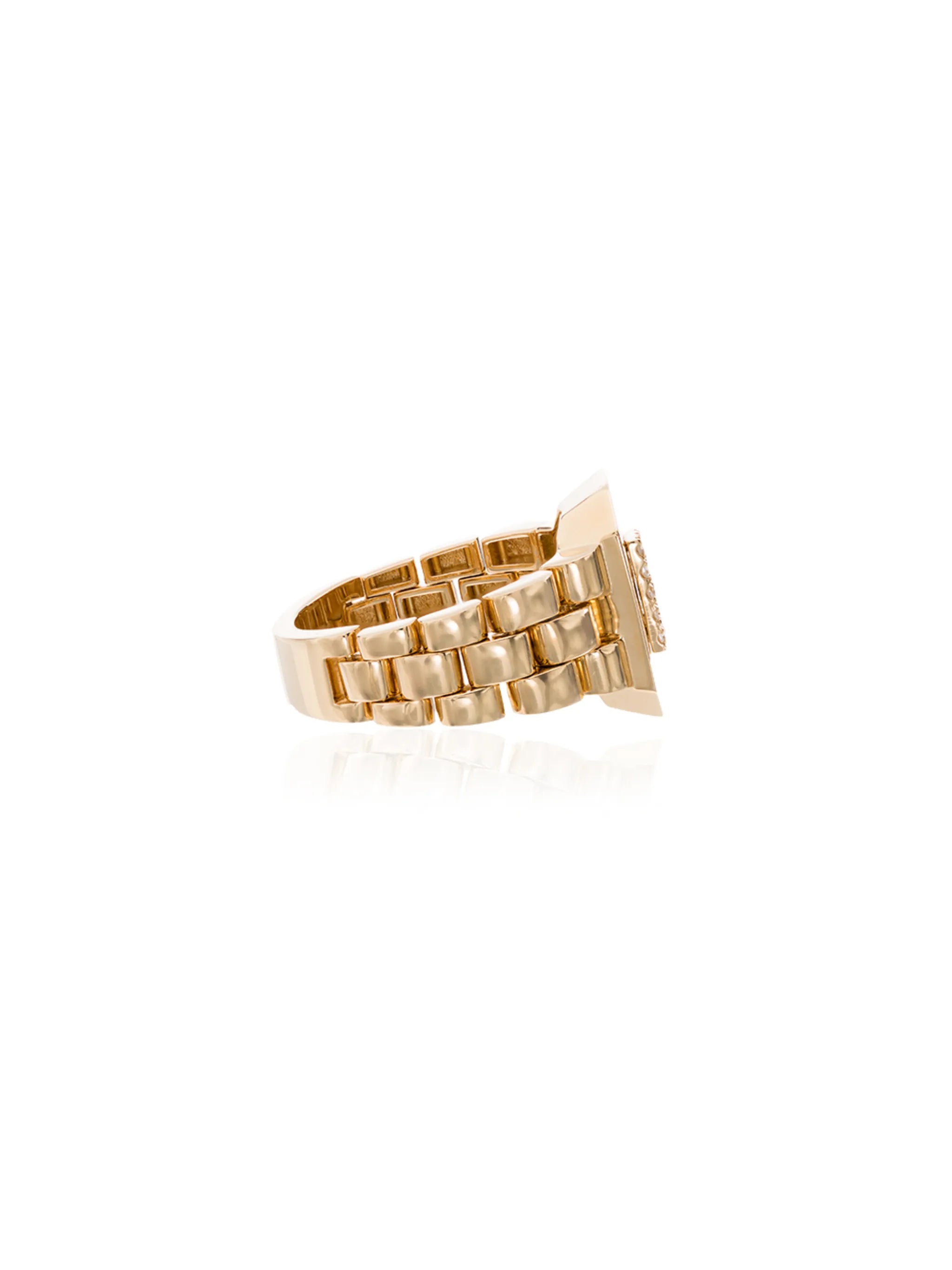 18K yellow gold diamond initial R ring