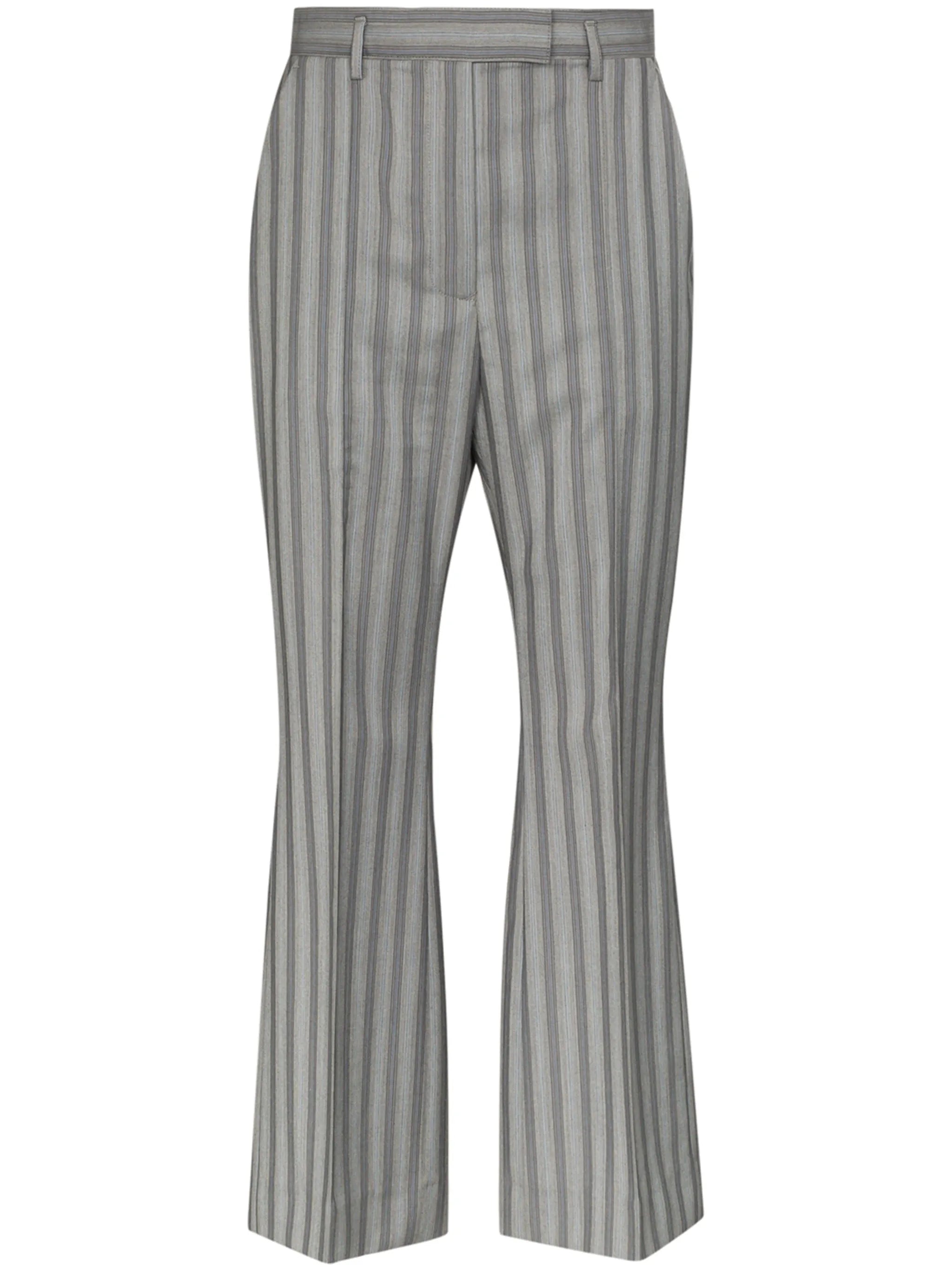 pinstriped wool flared trousers