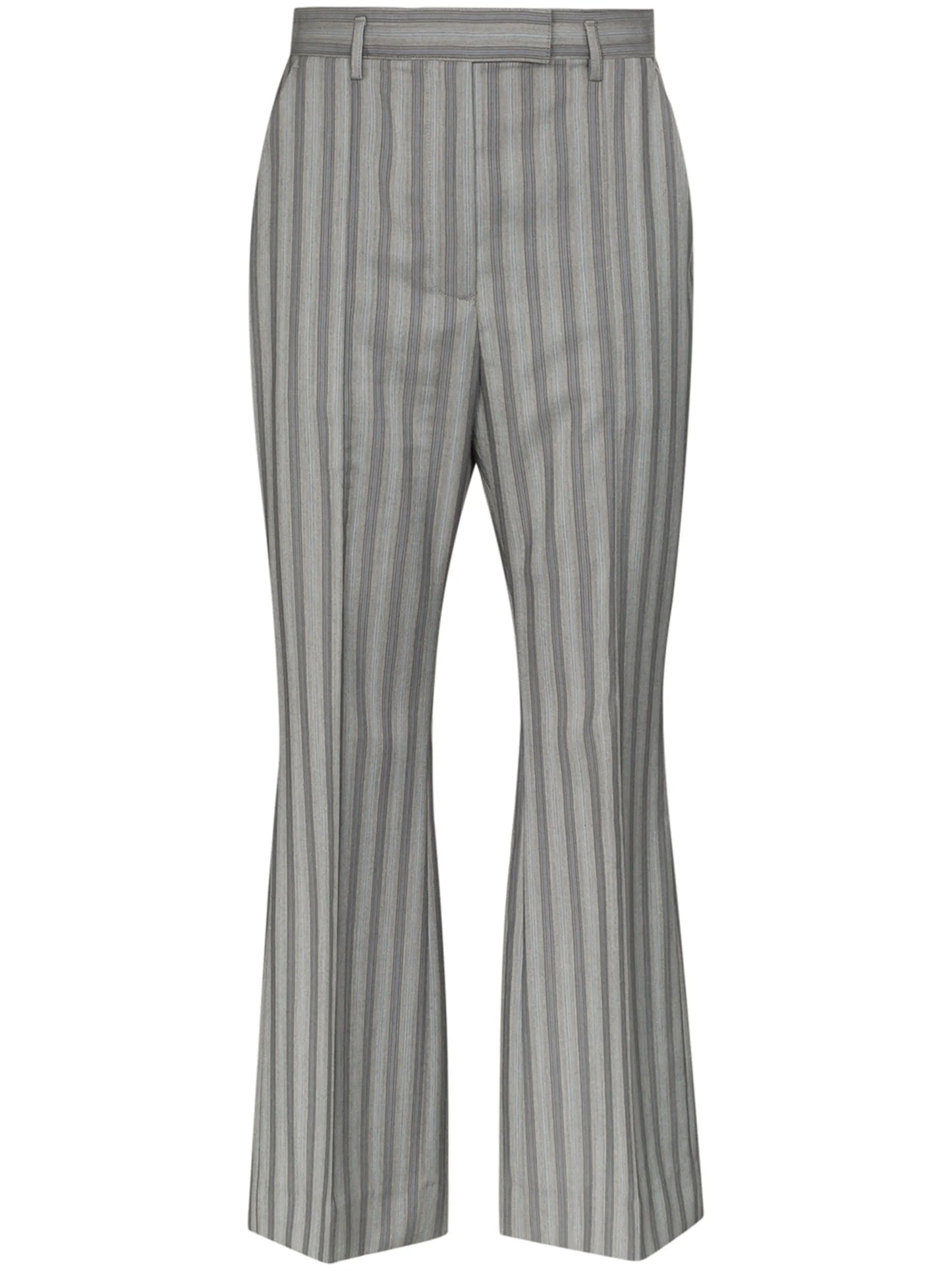 pinstriped wool flared trousers