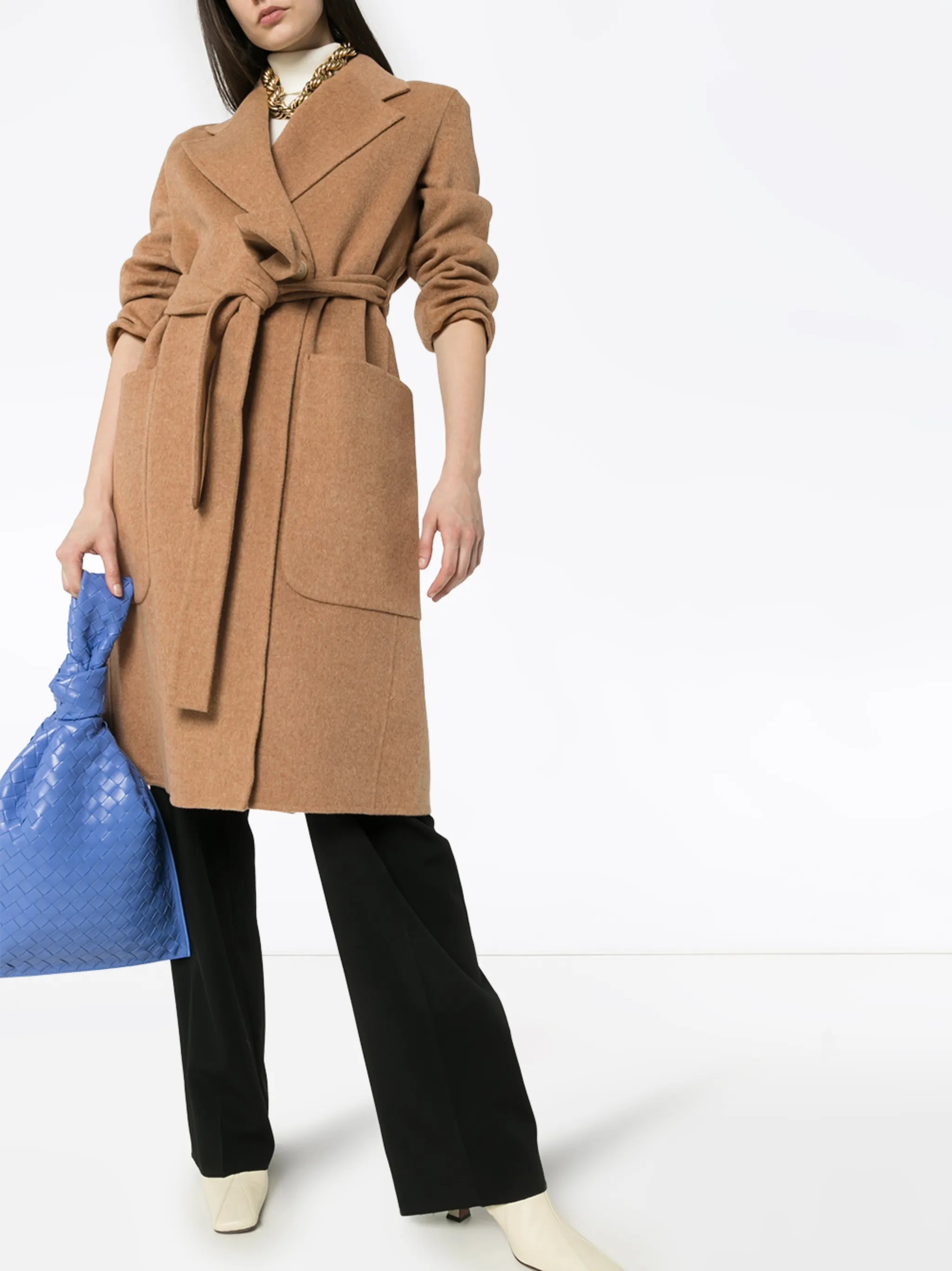 tie belt wrap wool coat