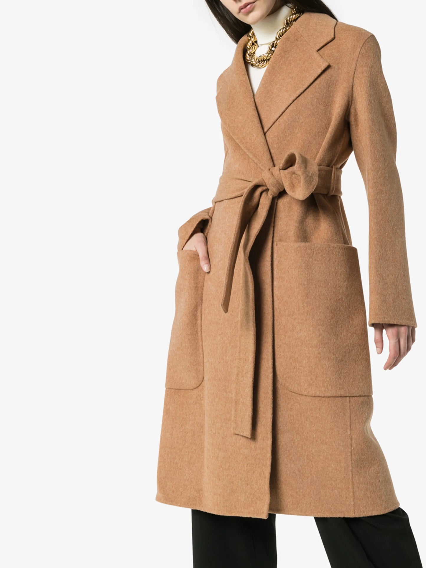 tie belt wrap wool coat