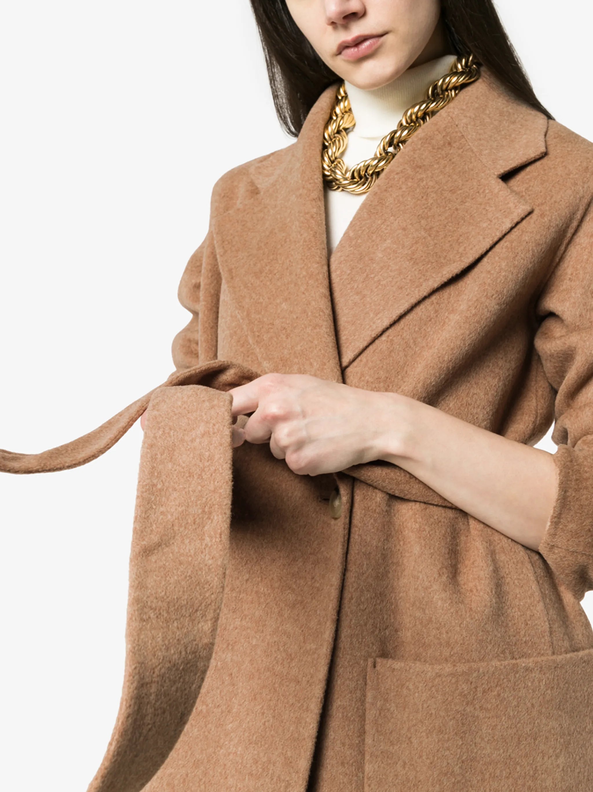 tie belt wrap wool coat