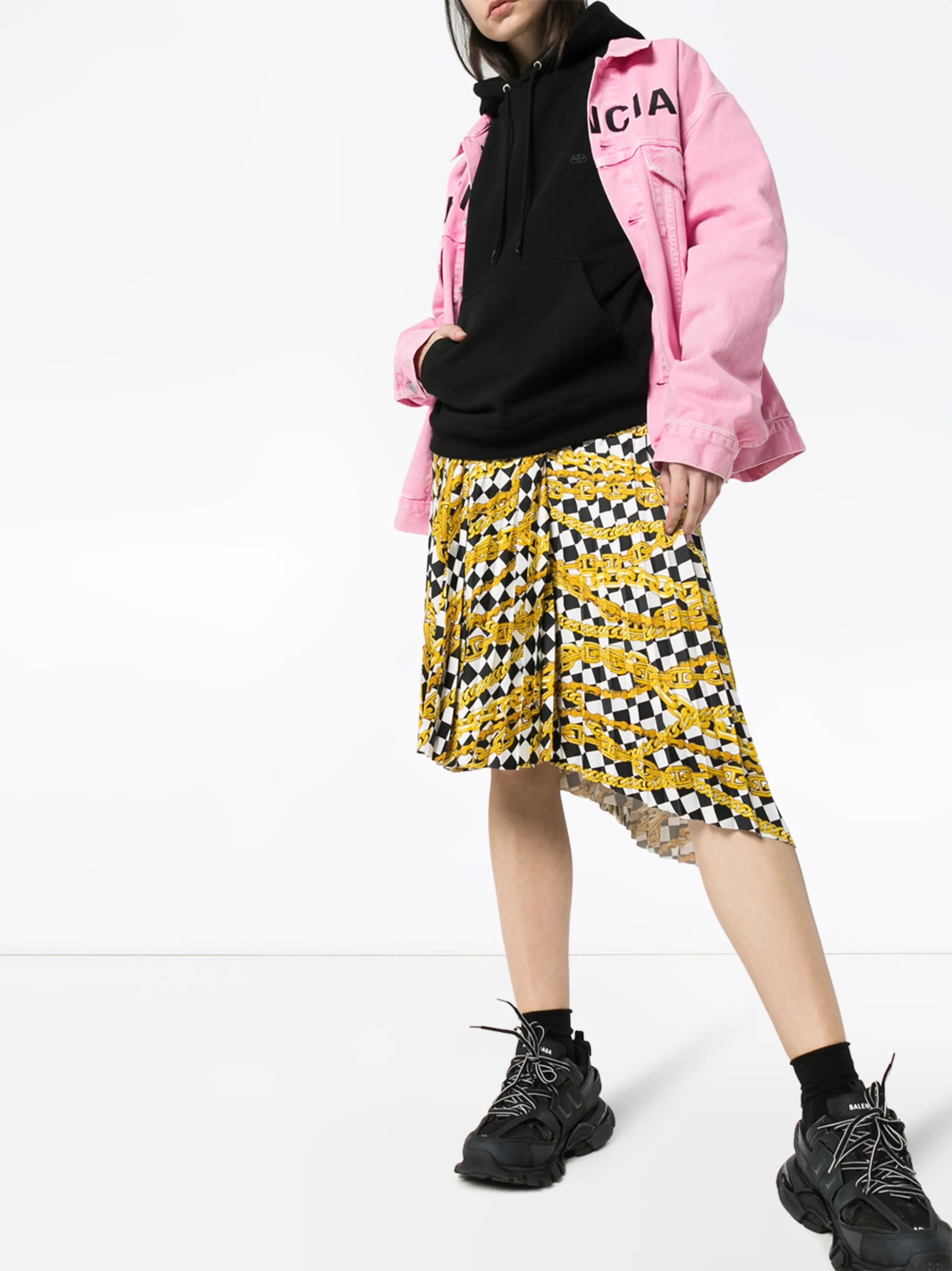 pleated asymmetrical skirt
