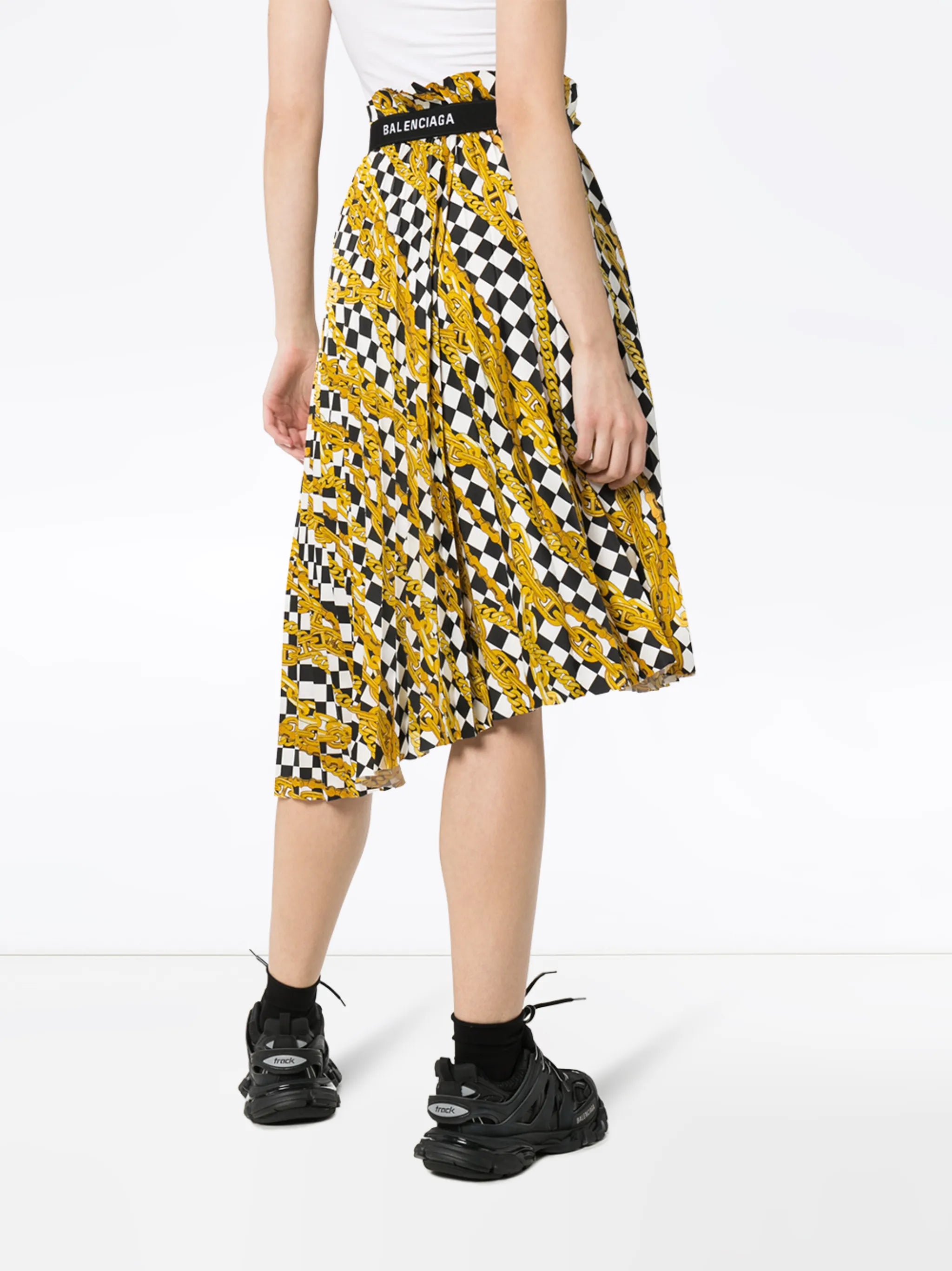 pleated asymmetrical skirt
