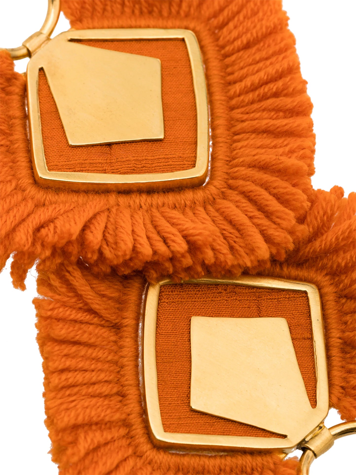 24K gold-plated fringed wool earrings