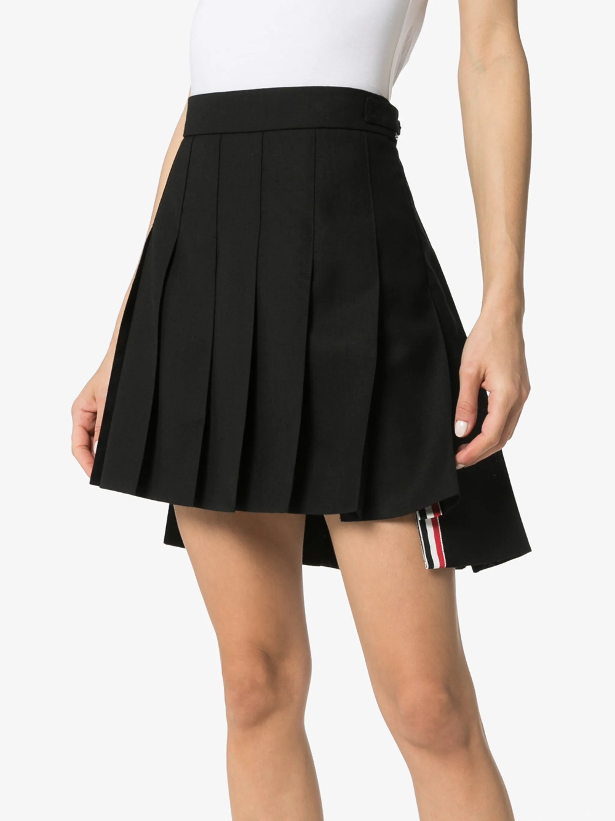 pleated step-hem mini skirt