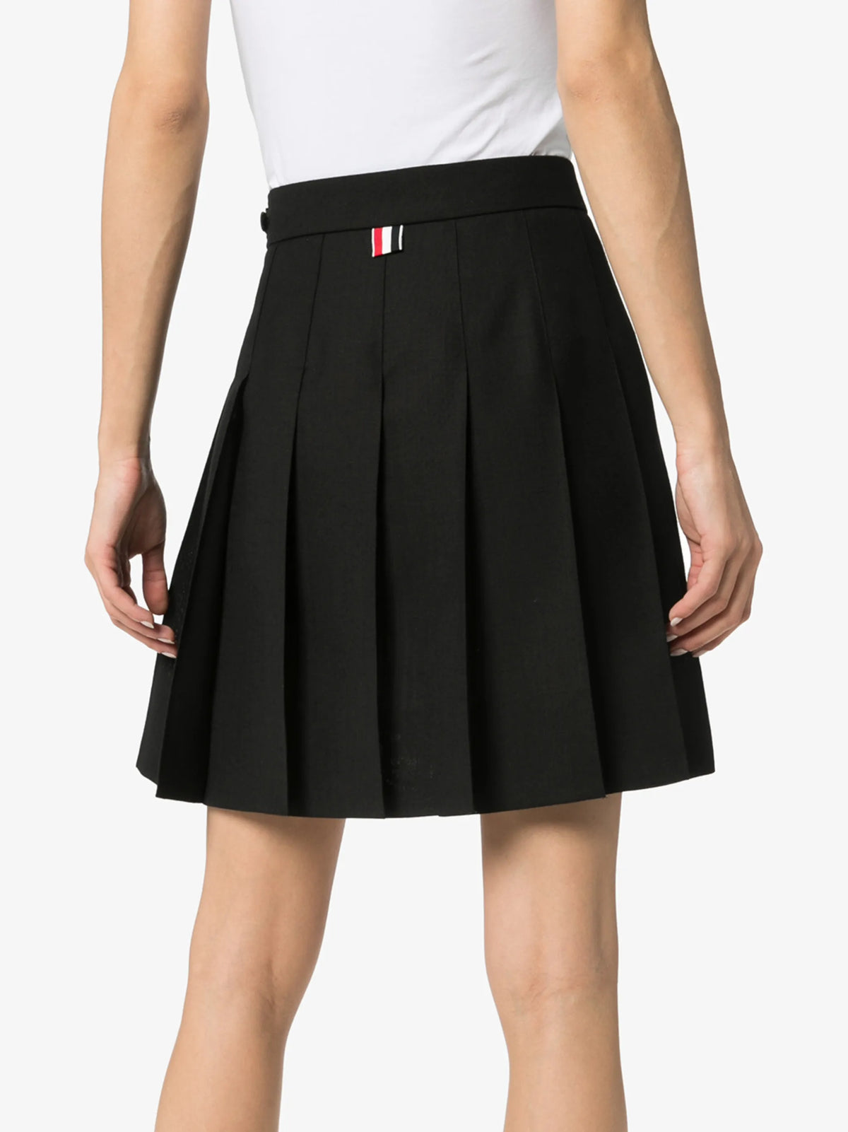 pleated step-hem mini skirt
