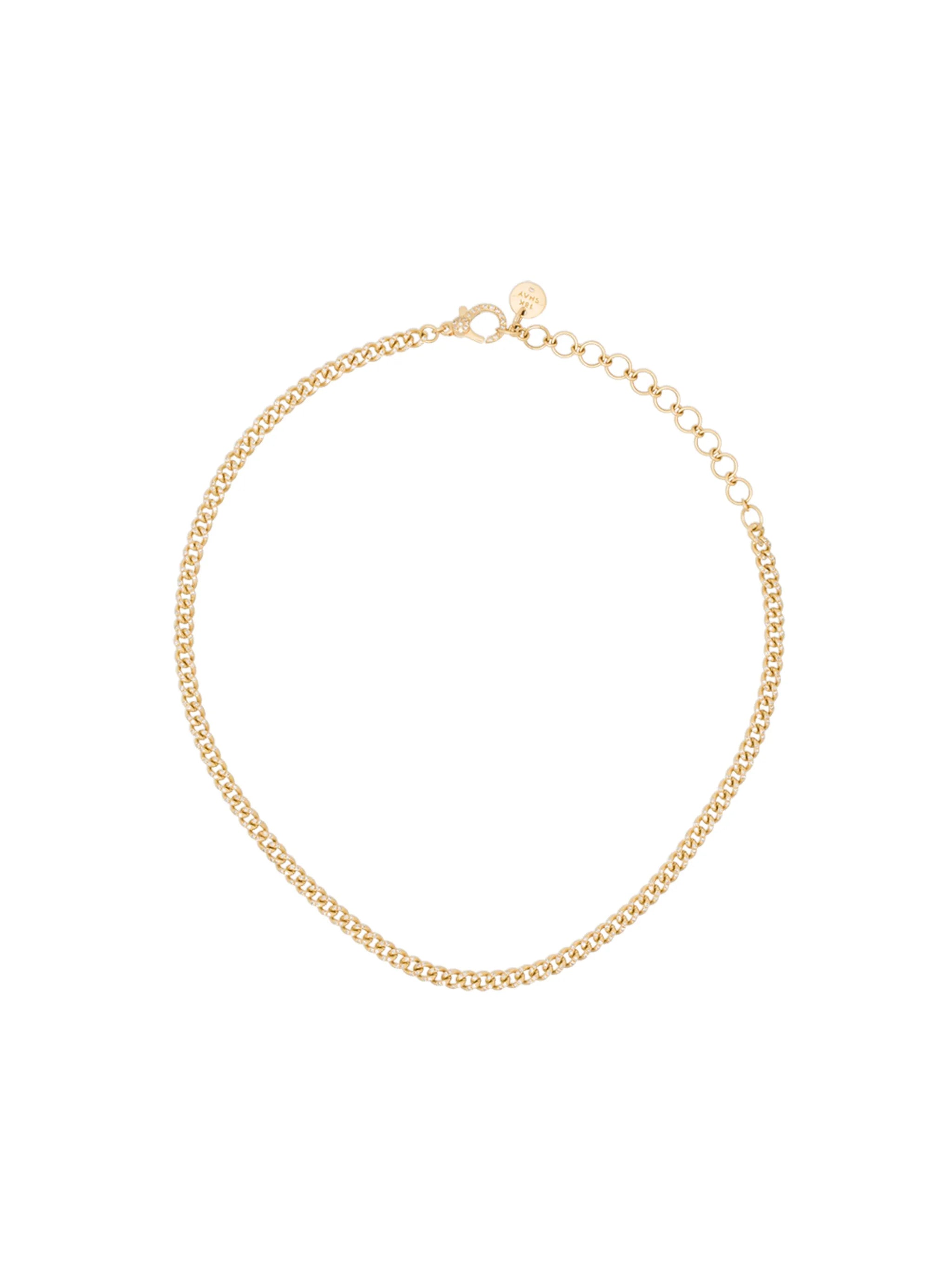 18K yellow gold baby link pavé diamond choker