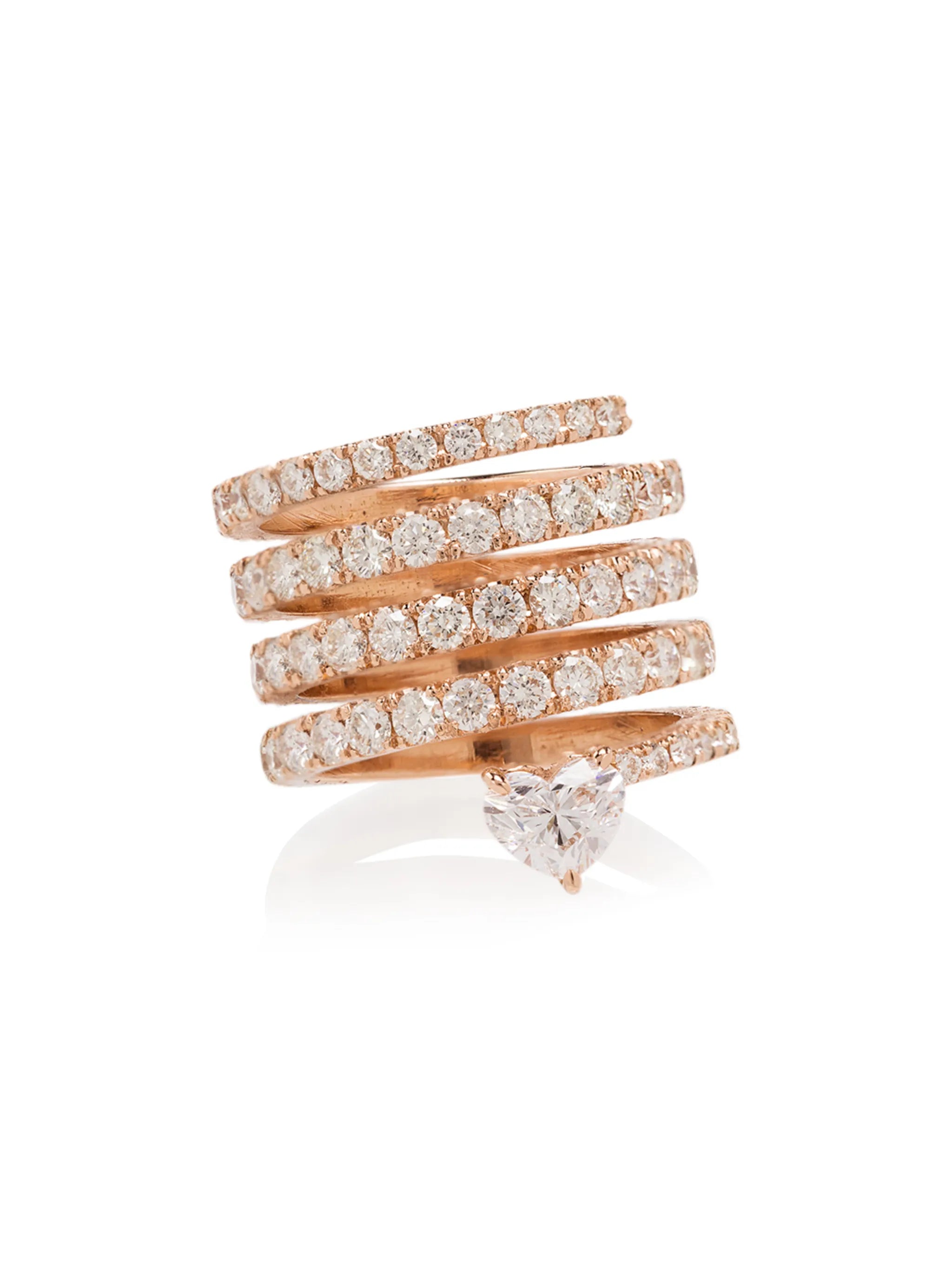 18kt rose gold spiral heart diamond ring