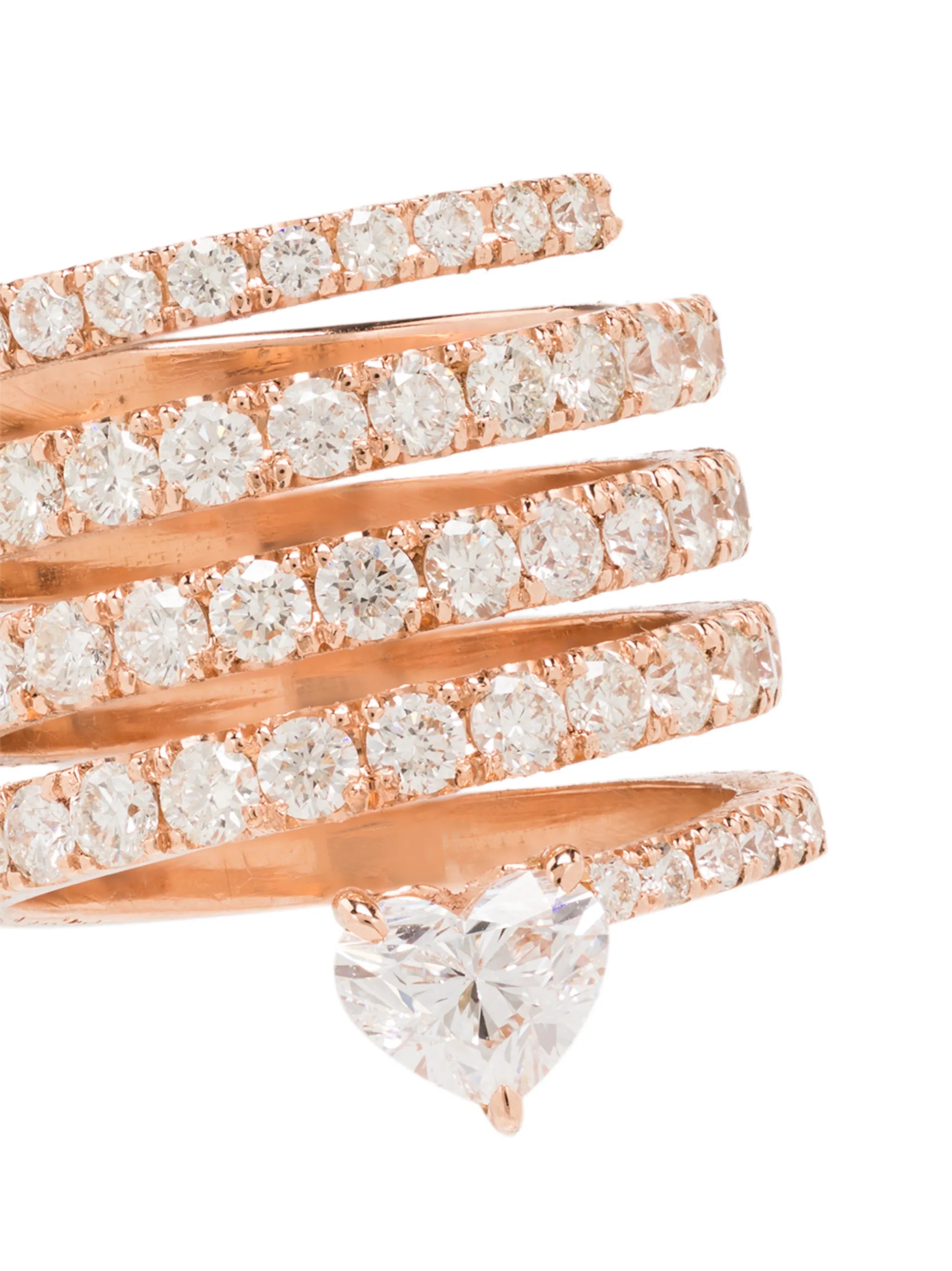 18kt rose gold spiral heart diamond ring