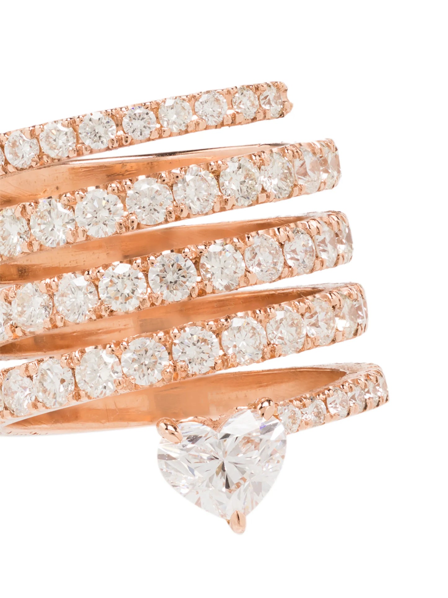 18kt rose gold spiral heart diamond ring