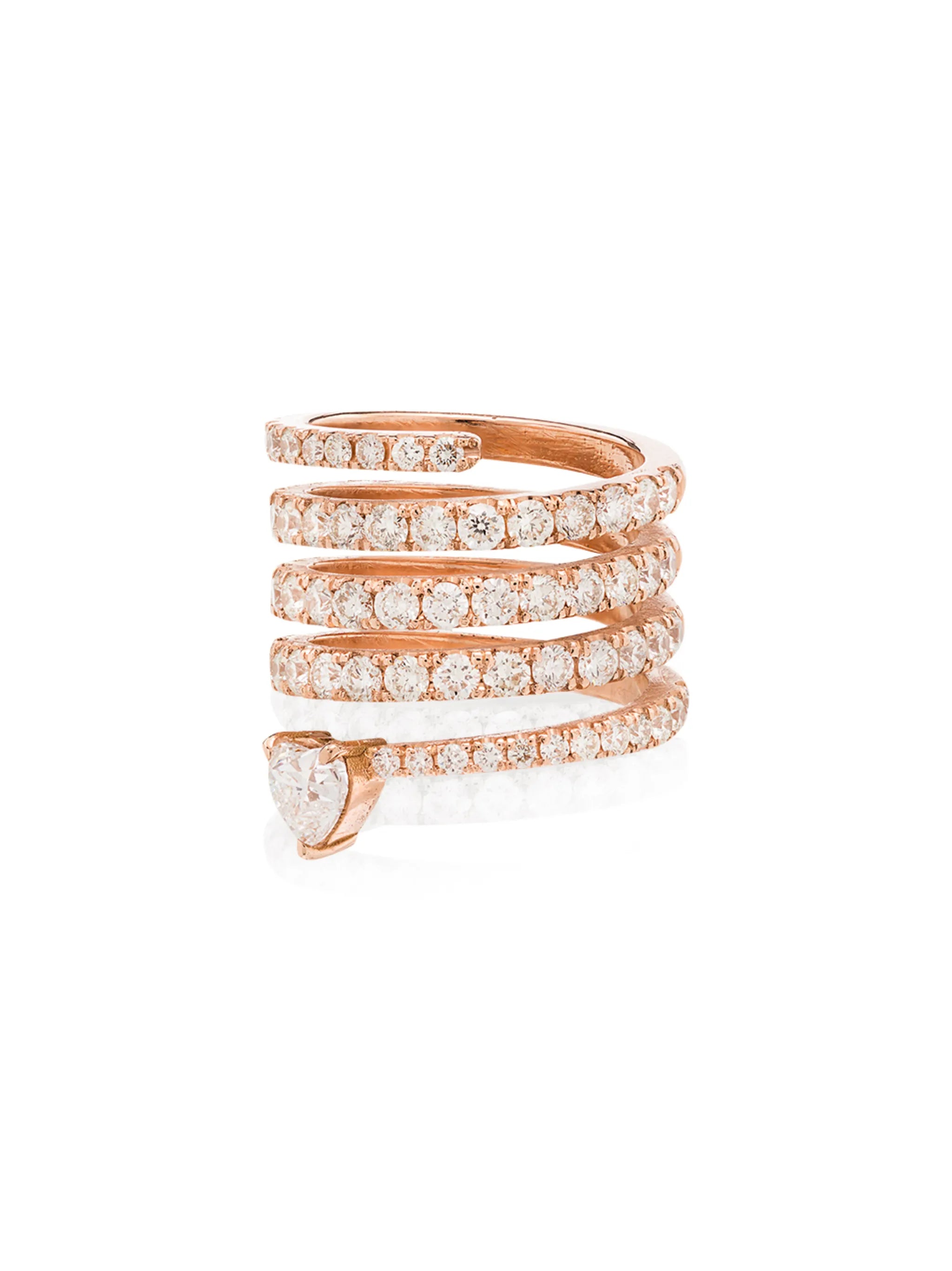 18kt rose gold spiral heart diamond ring