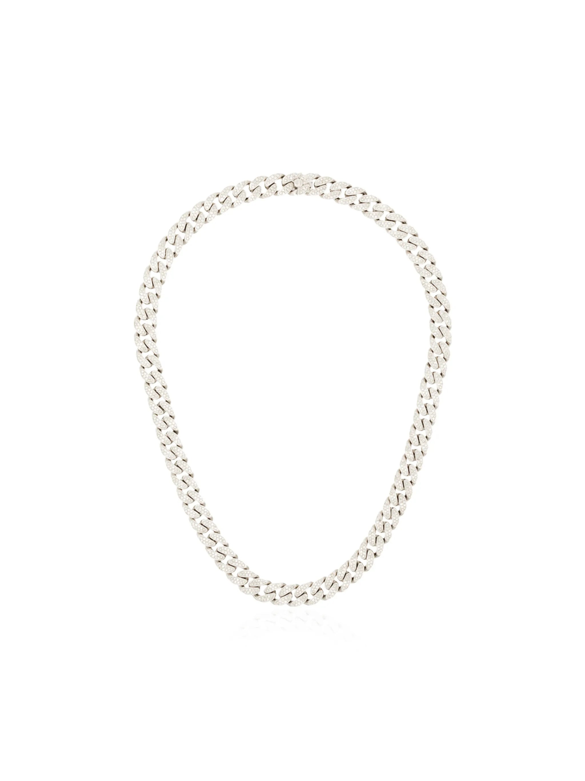 18kt white gold mini pavé diamond link necklace