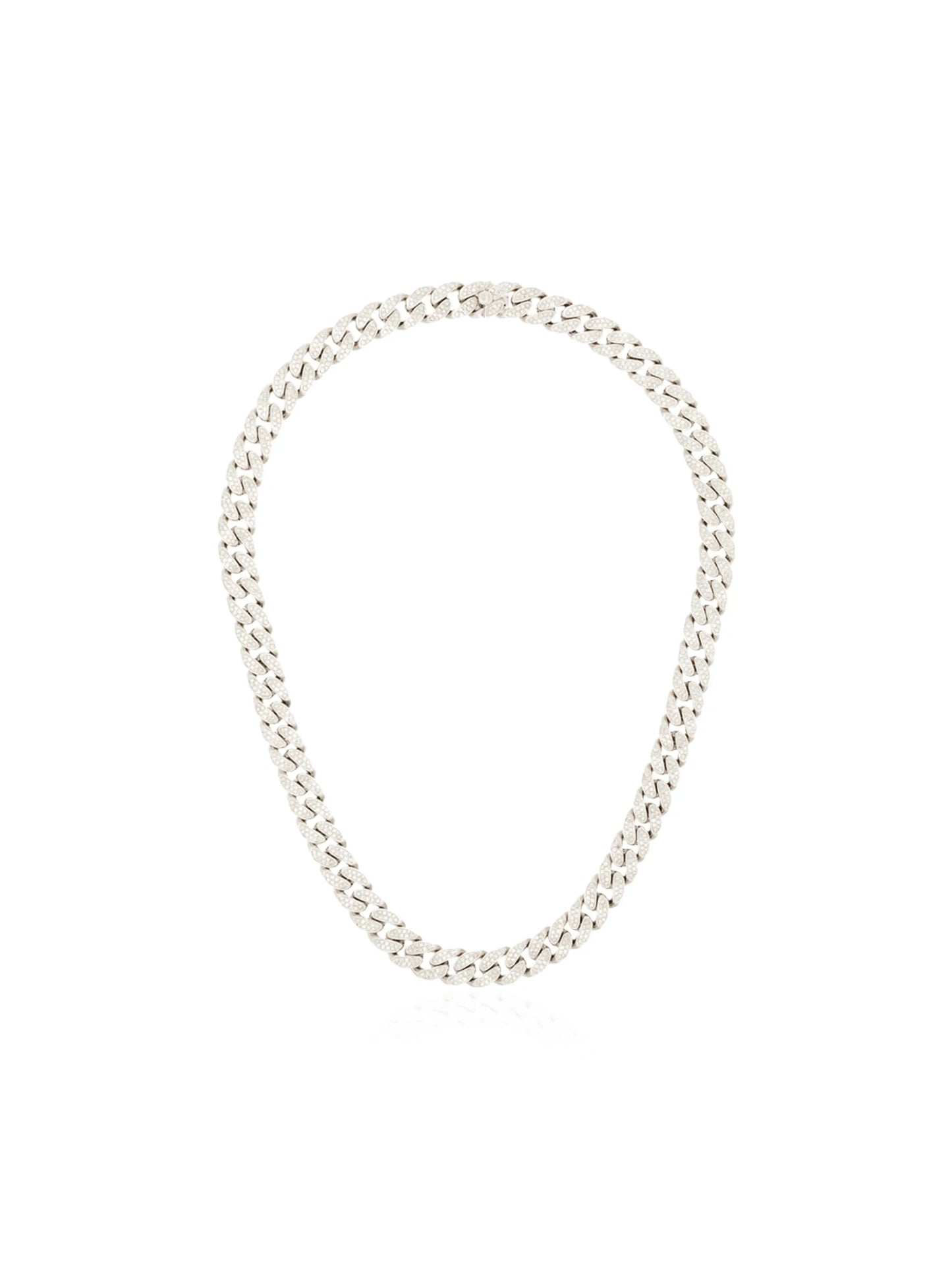 18kt white gold mini pavé diamond link necklace