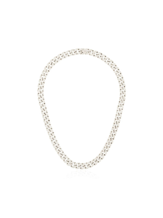 18kt white gold mini pavé diamond link necklace