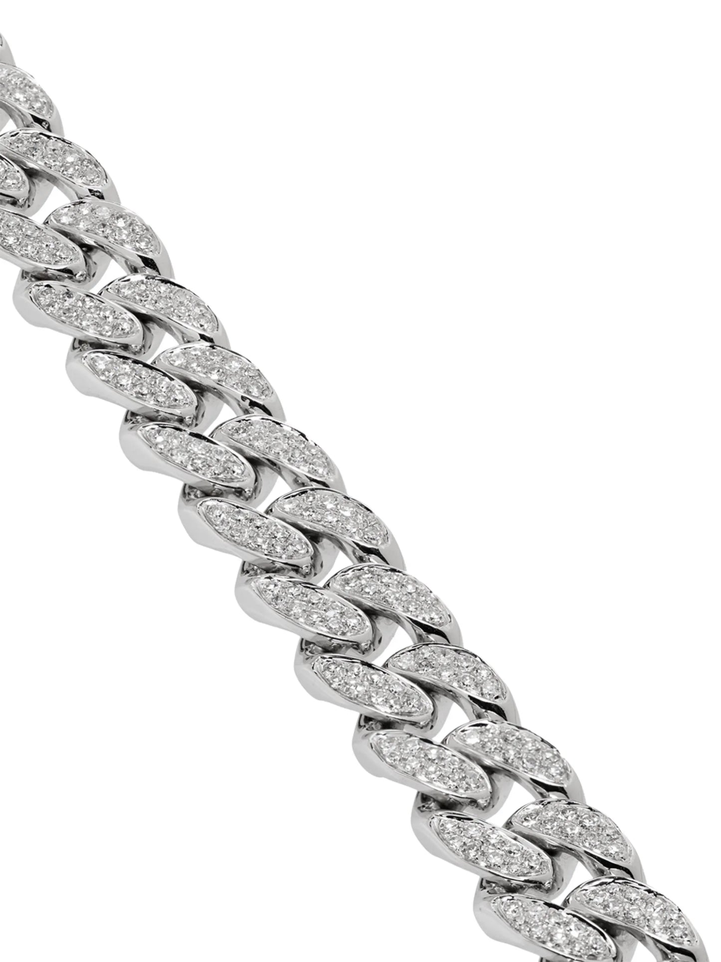 18kt white gold mini pavé diamond link necklace