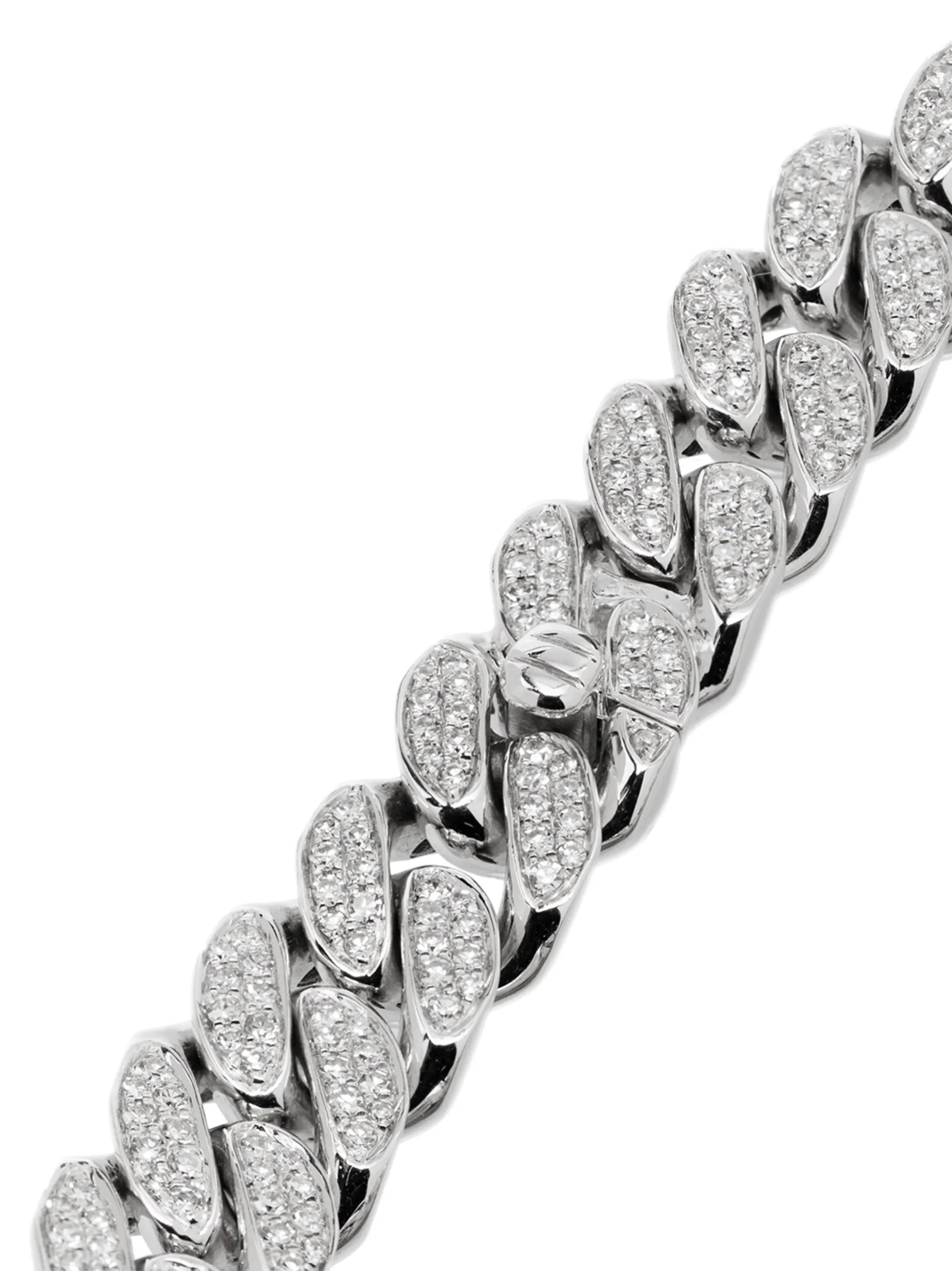 18kt white gold mini pavé diamond link necklace