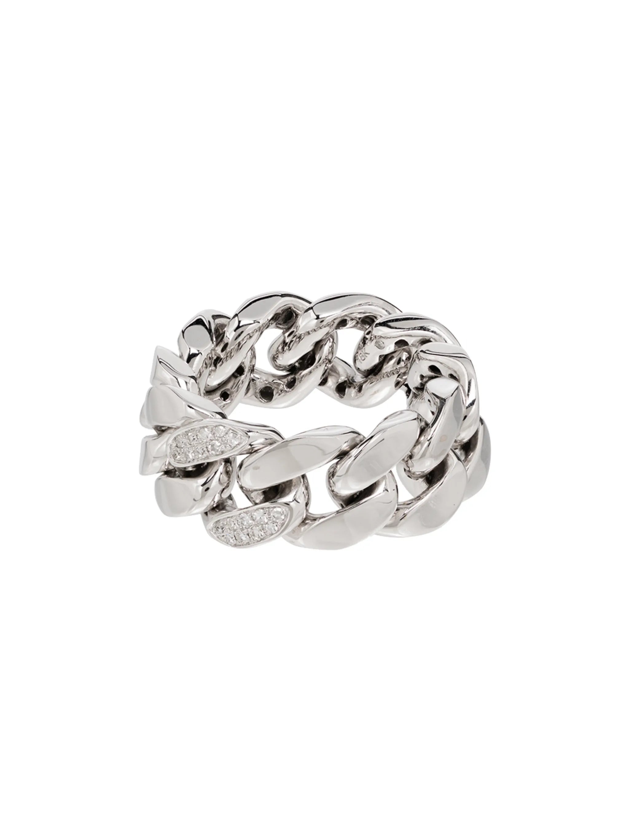 18K white gold pavé diamond link ring