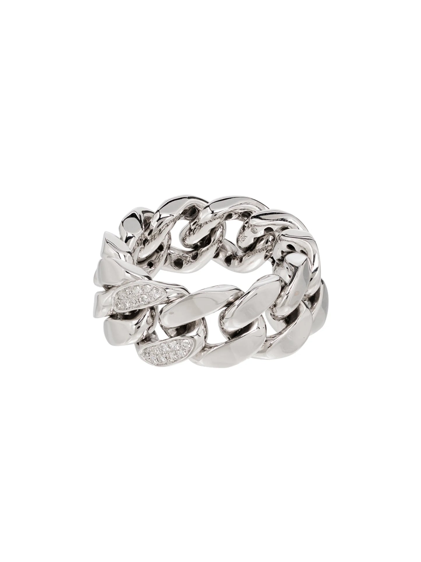 18K white gold pavé diamond link ring