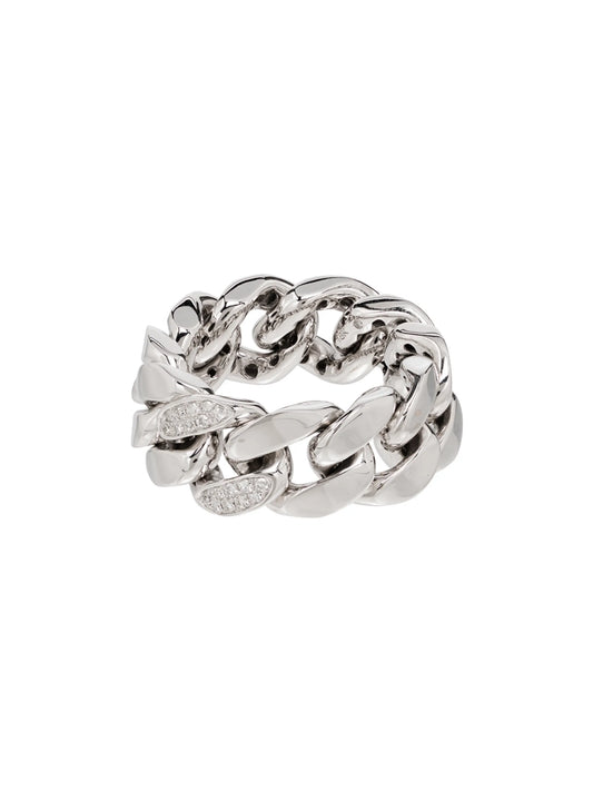 18kt white gold pavé diamond link ring
