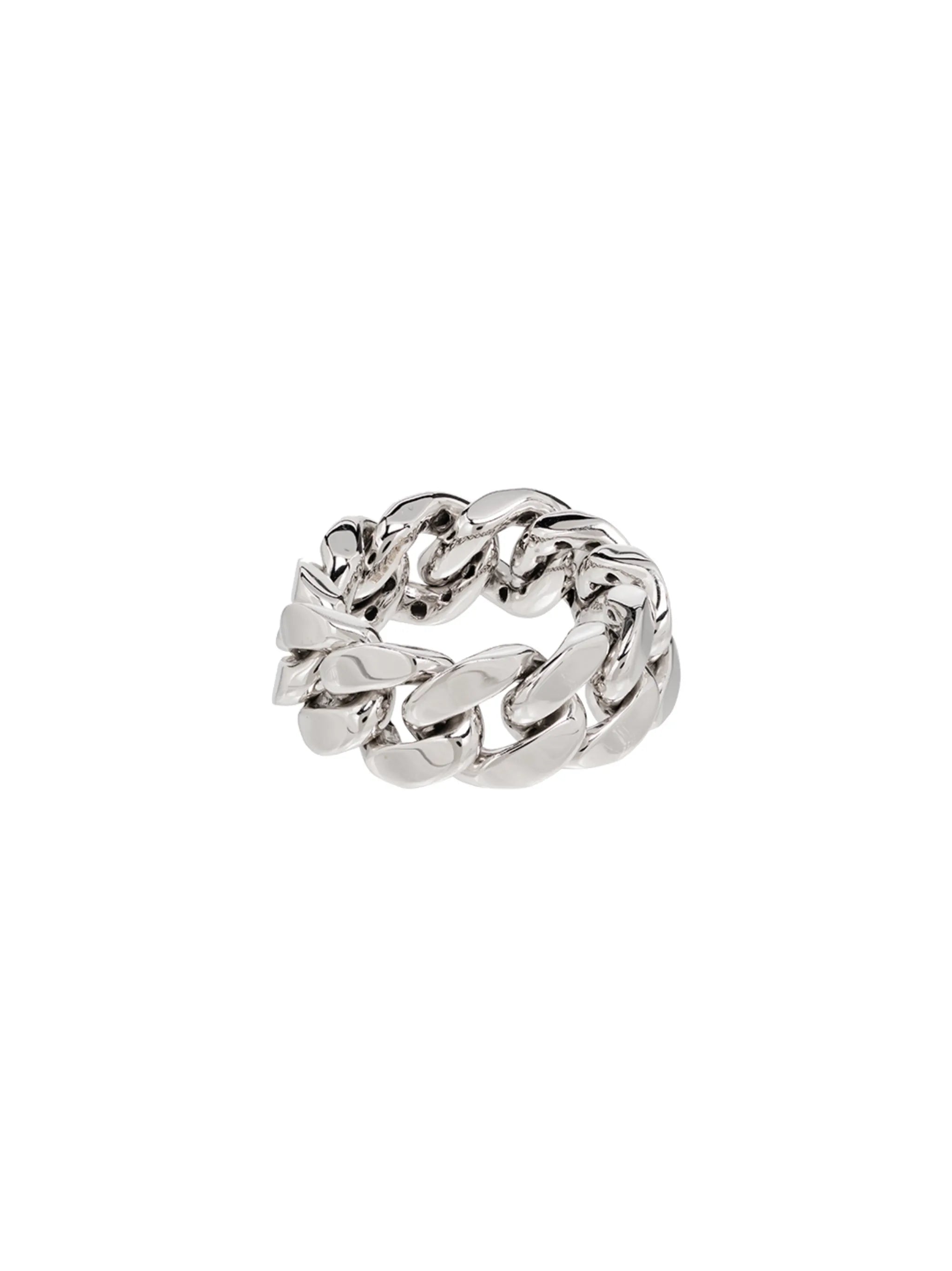 18K white gold pavé diamond link ring