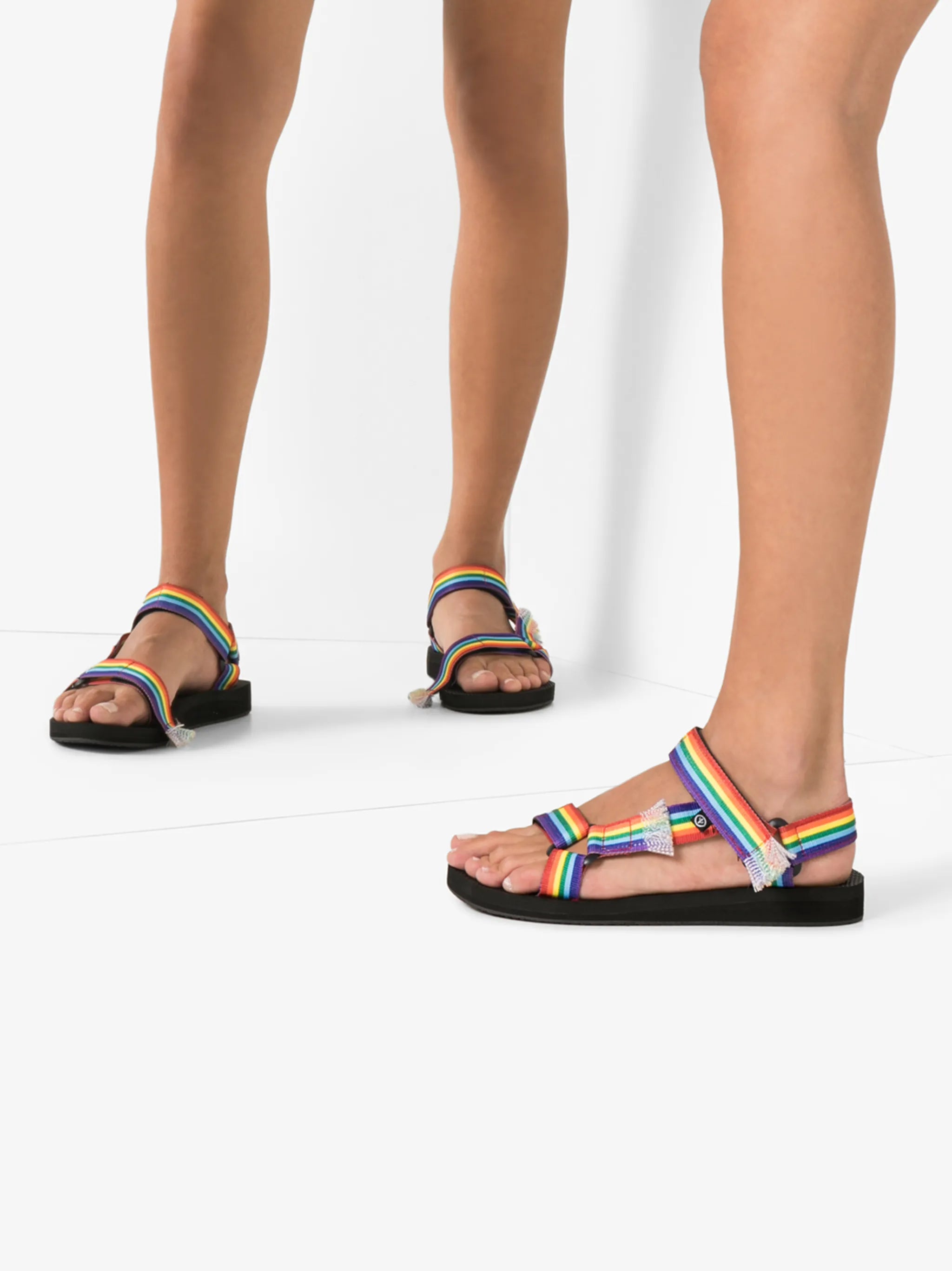 Rainbow Trekky ribbon sandals