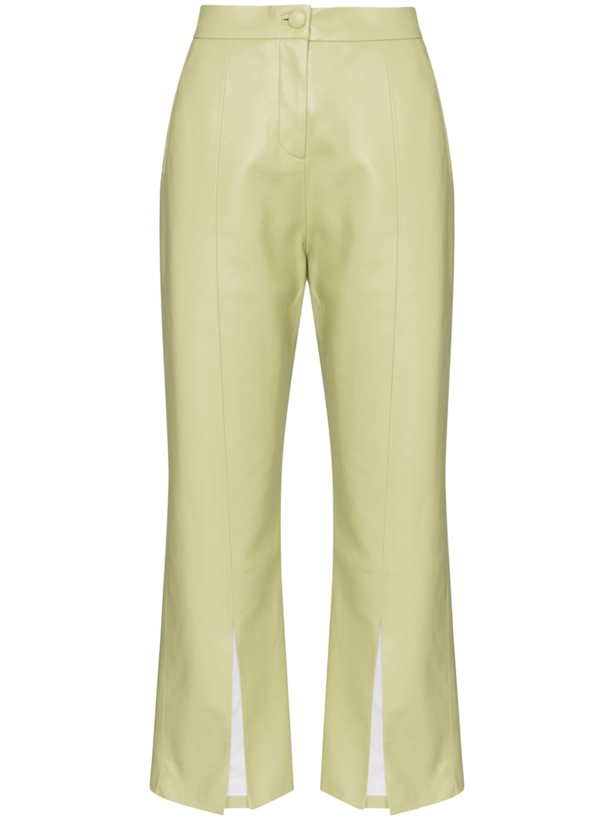 cropped faux leather flared trousers