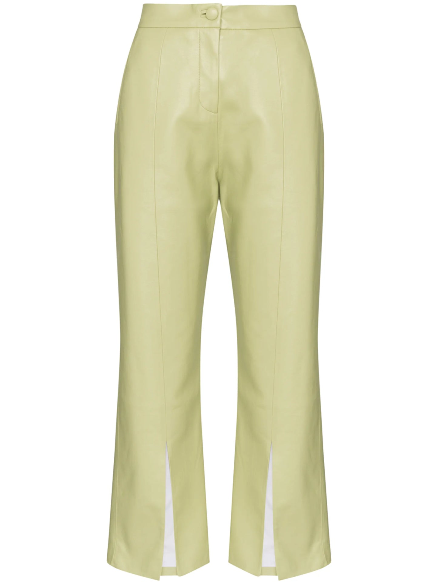 cropped faux leather flared trousers