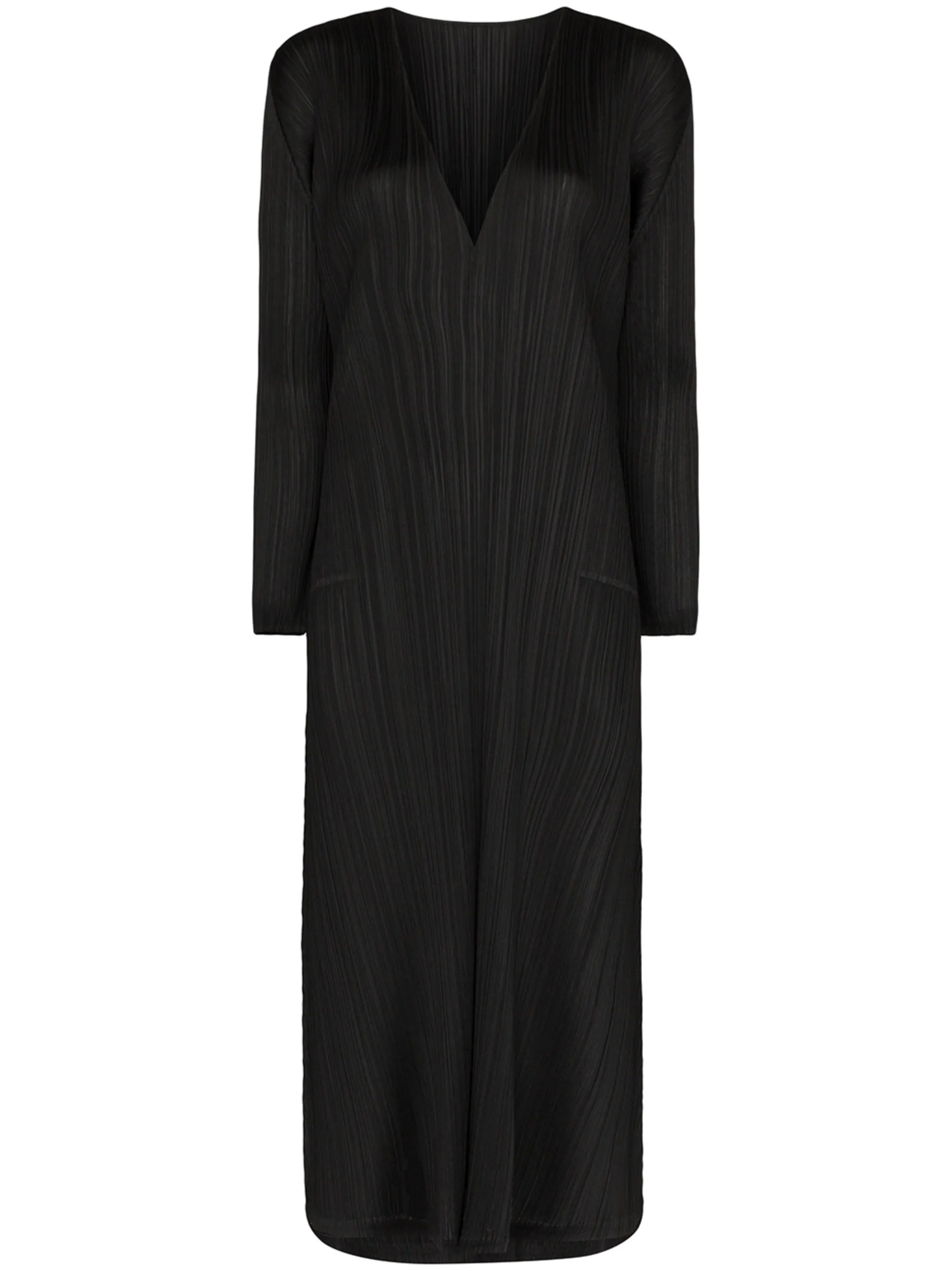 V-neck plissé midi dress