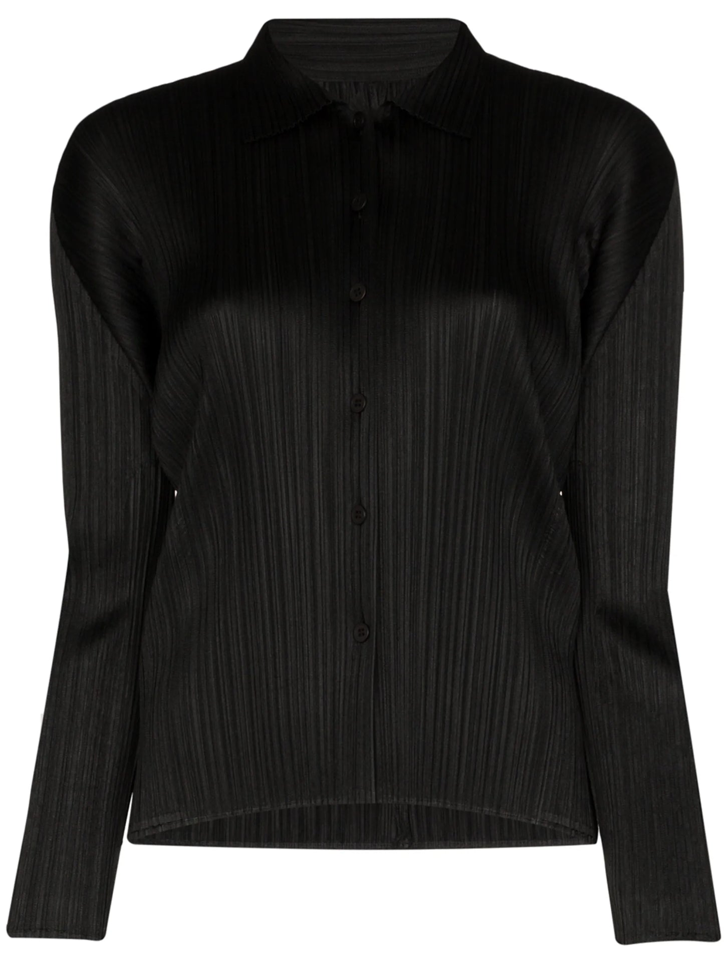 Pleated button-down shirt