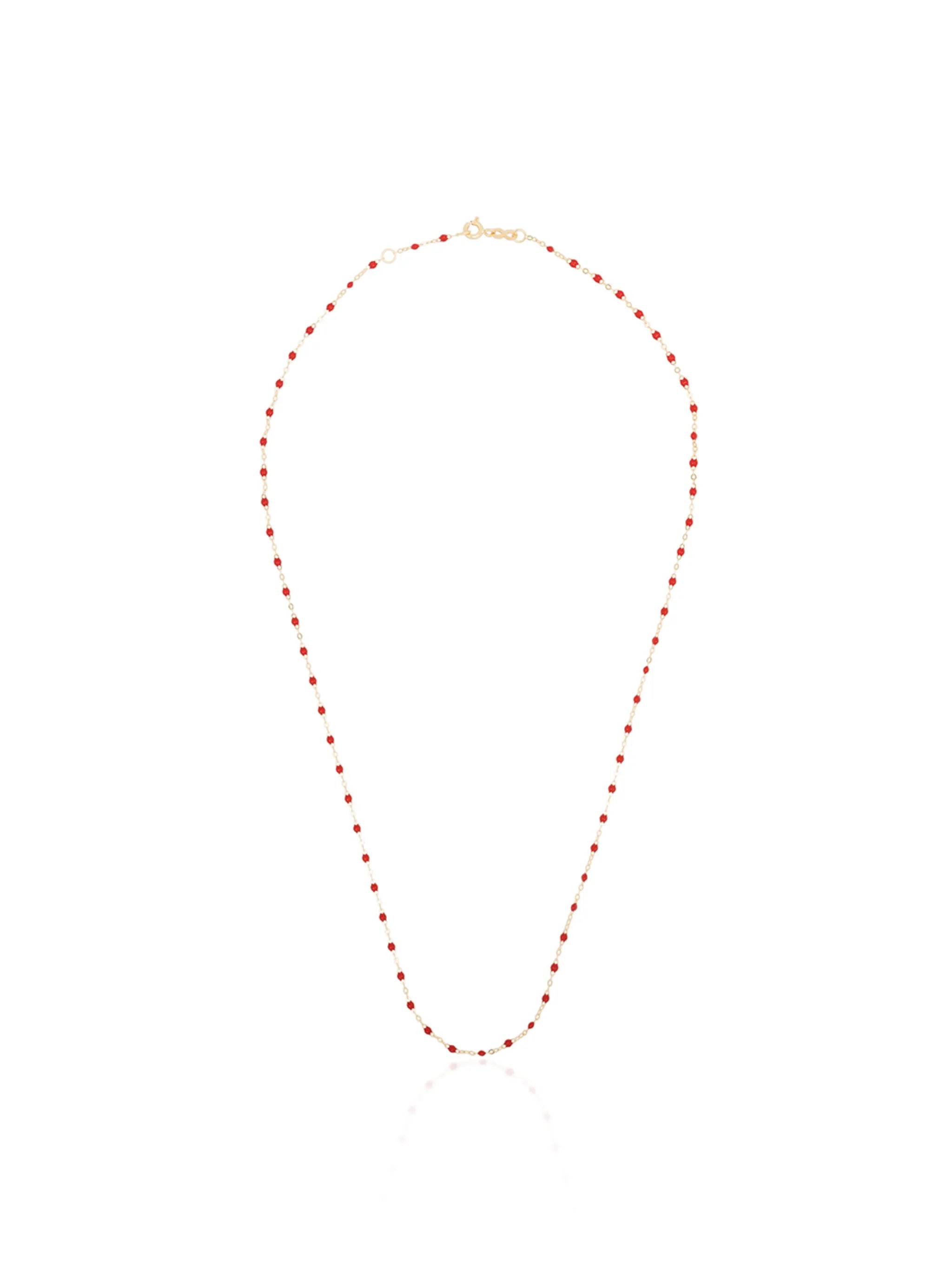 18kt yellow gold red beaded necklace