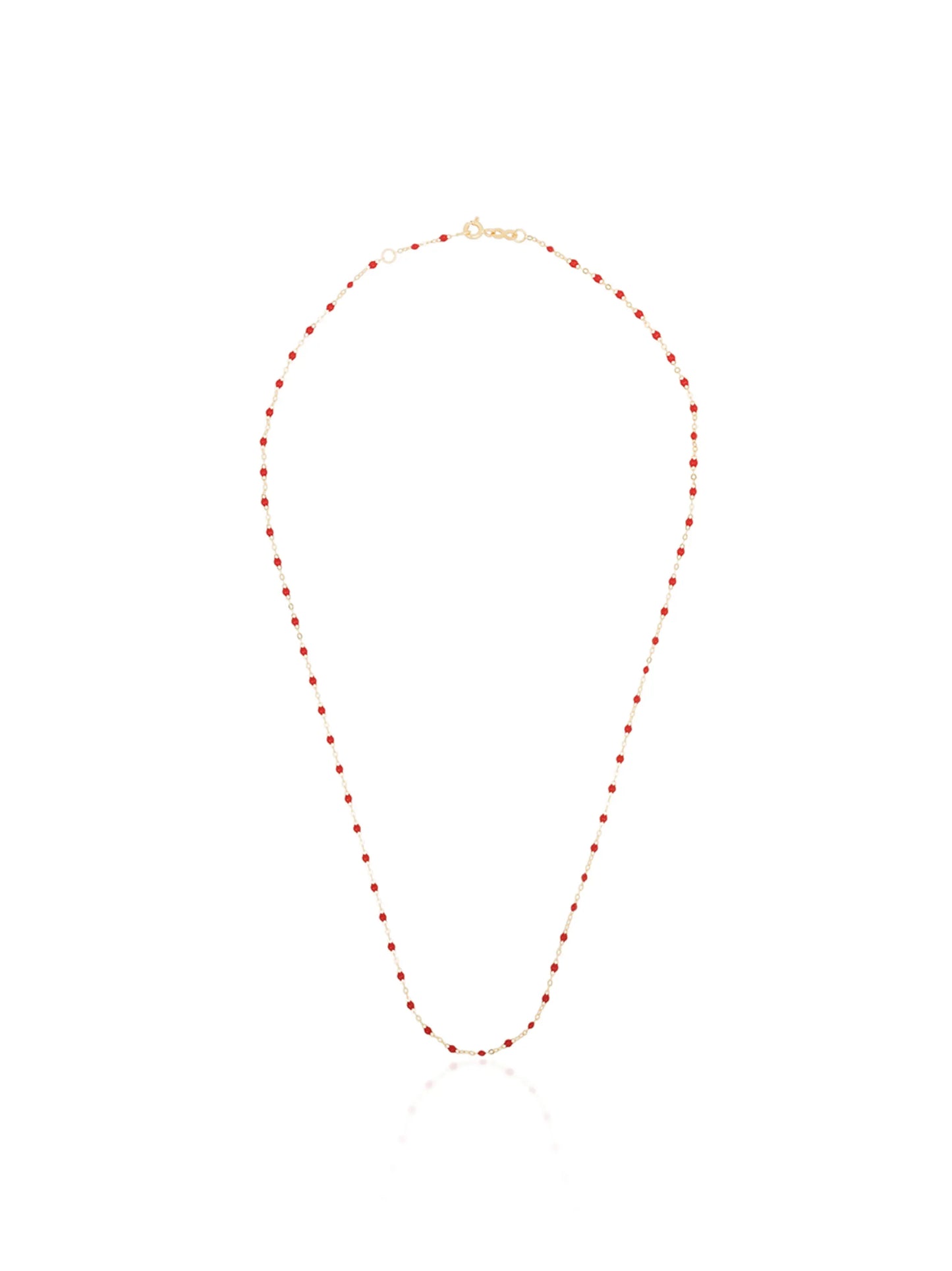 18kt yellow gold red beaded necklace
