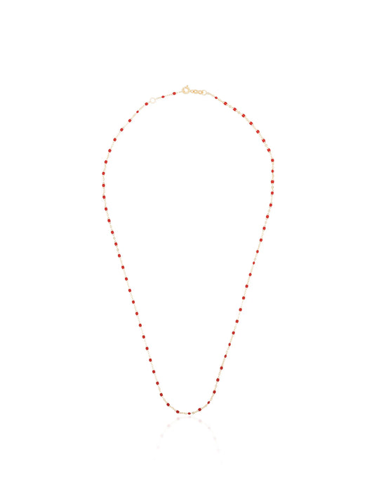 18kt yellow gold red beaded necklace