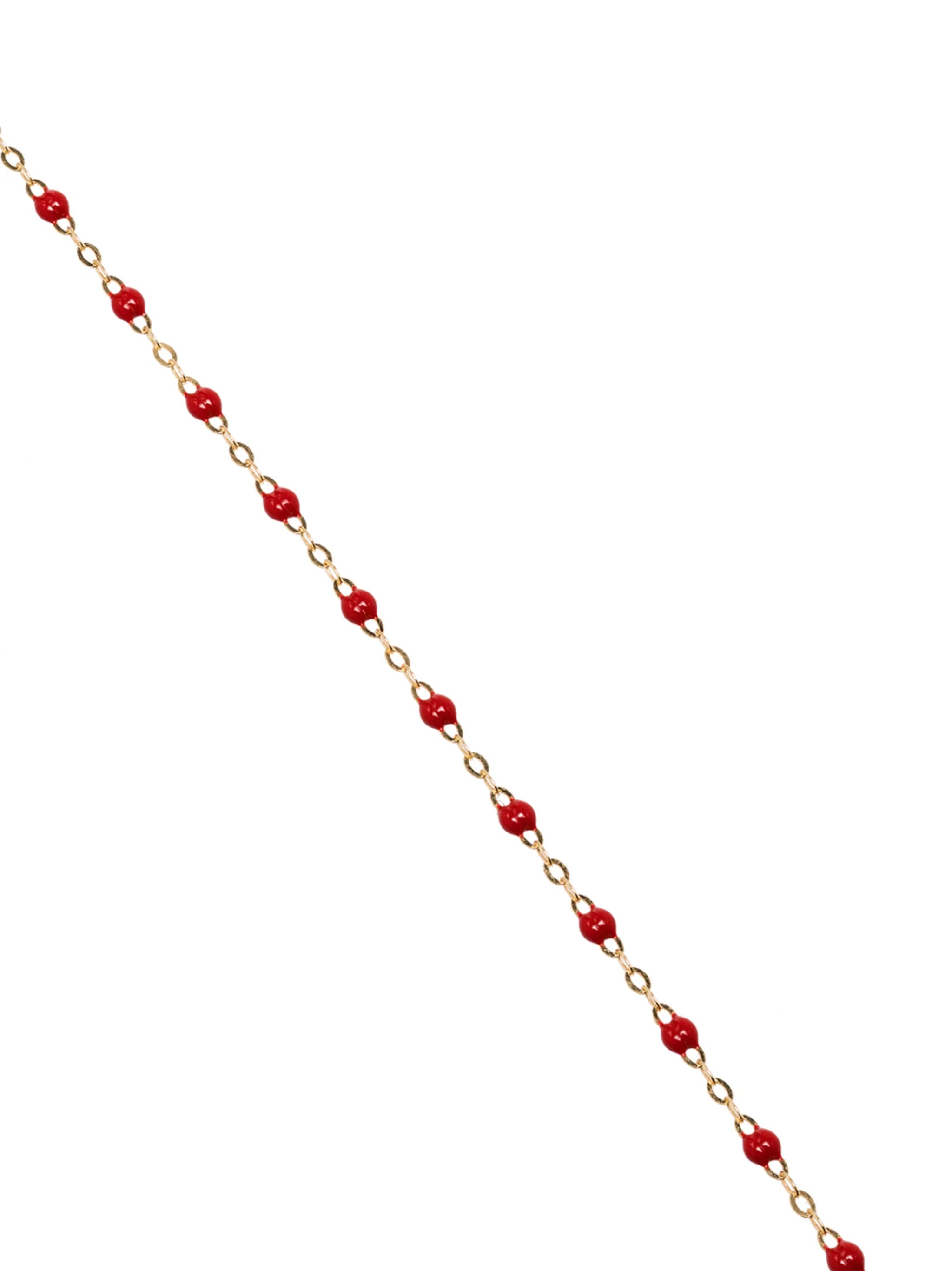 18kt yellow gold red beaded necklace
