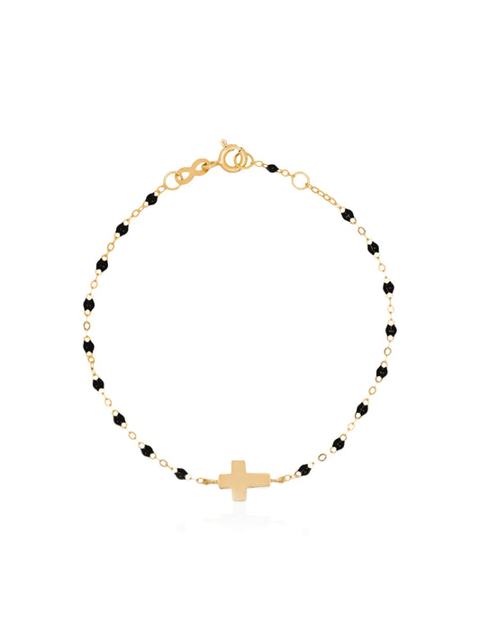 18kt yellow gold beaded cross bracelet