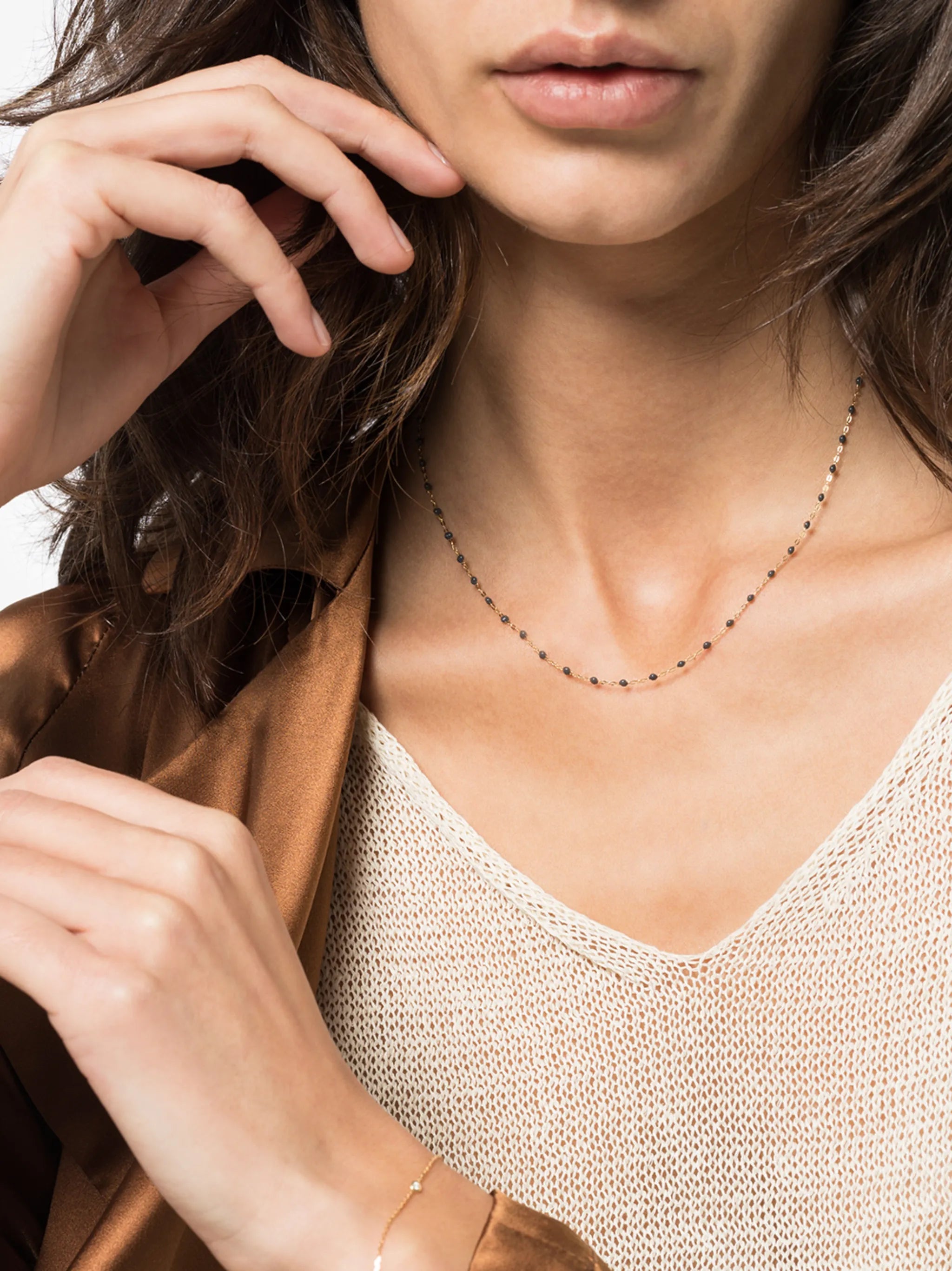 18kt yellow gold beaded necklace