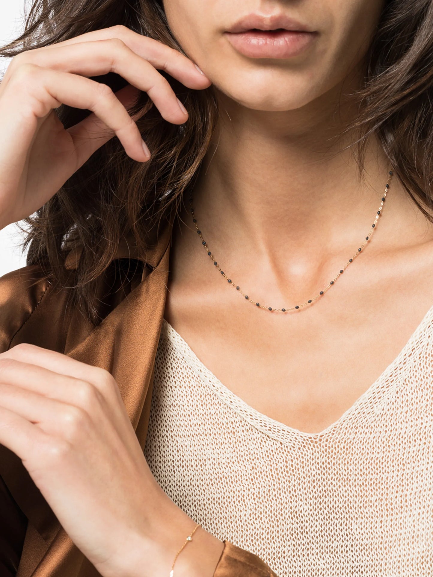 18kt yellow gold beaded necklace