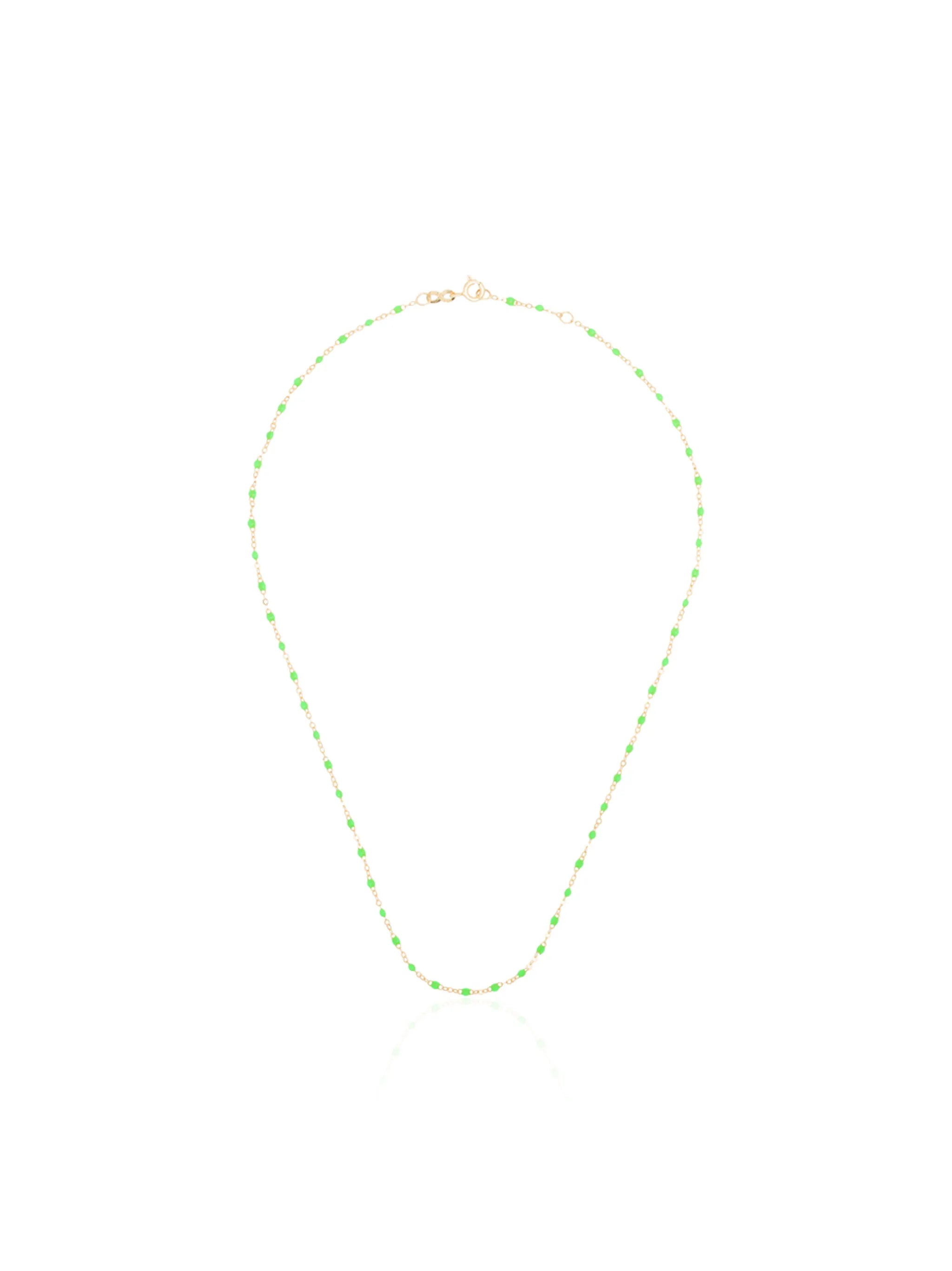 18kt yellow gold and green beaded necklace