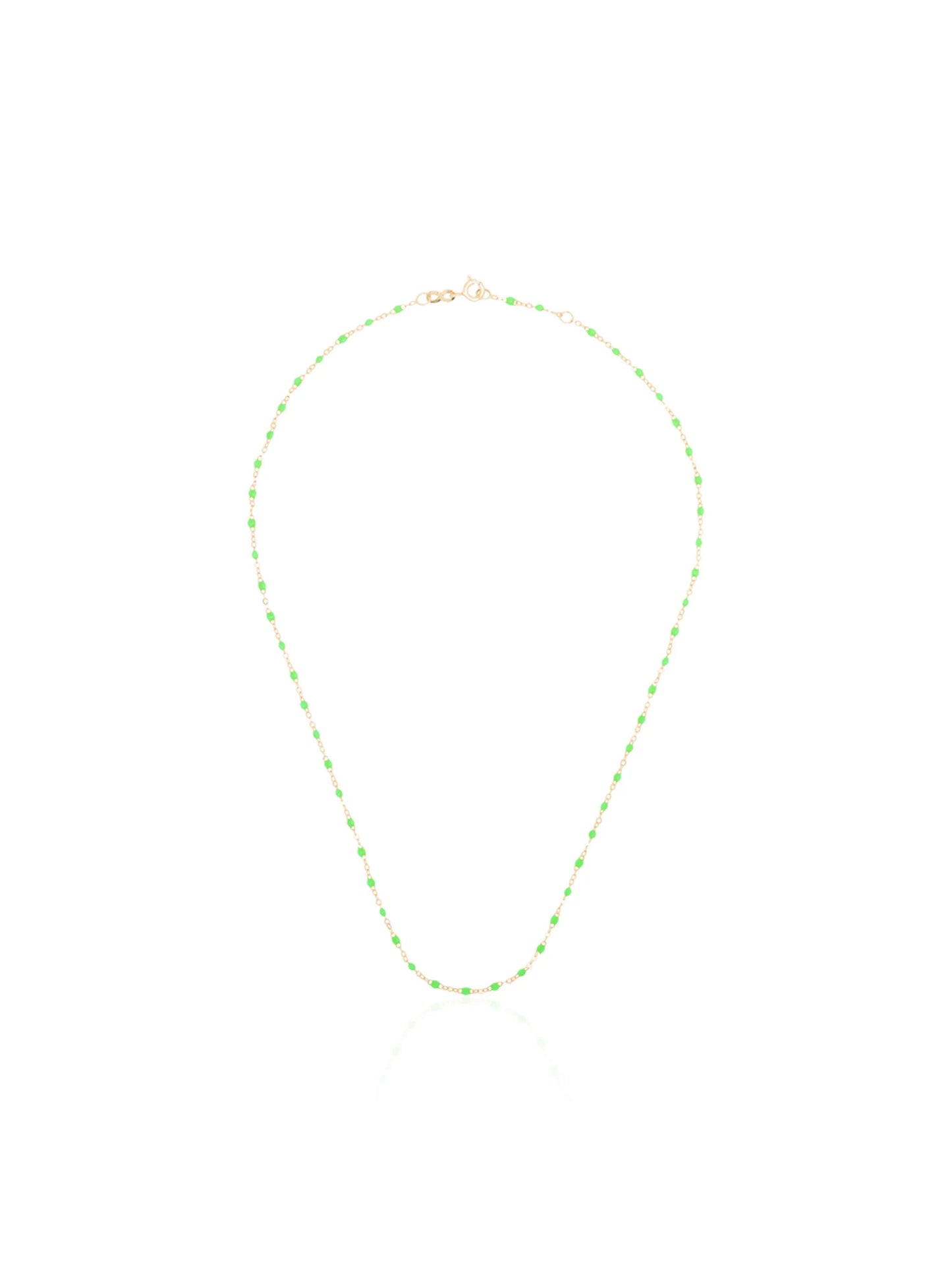18kt yellow gold and green beaded necklace