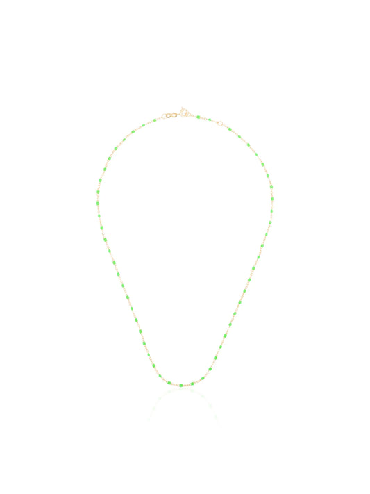 18kt yellow gold and green beaded necklace