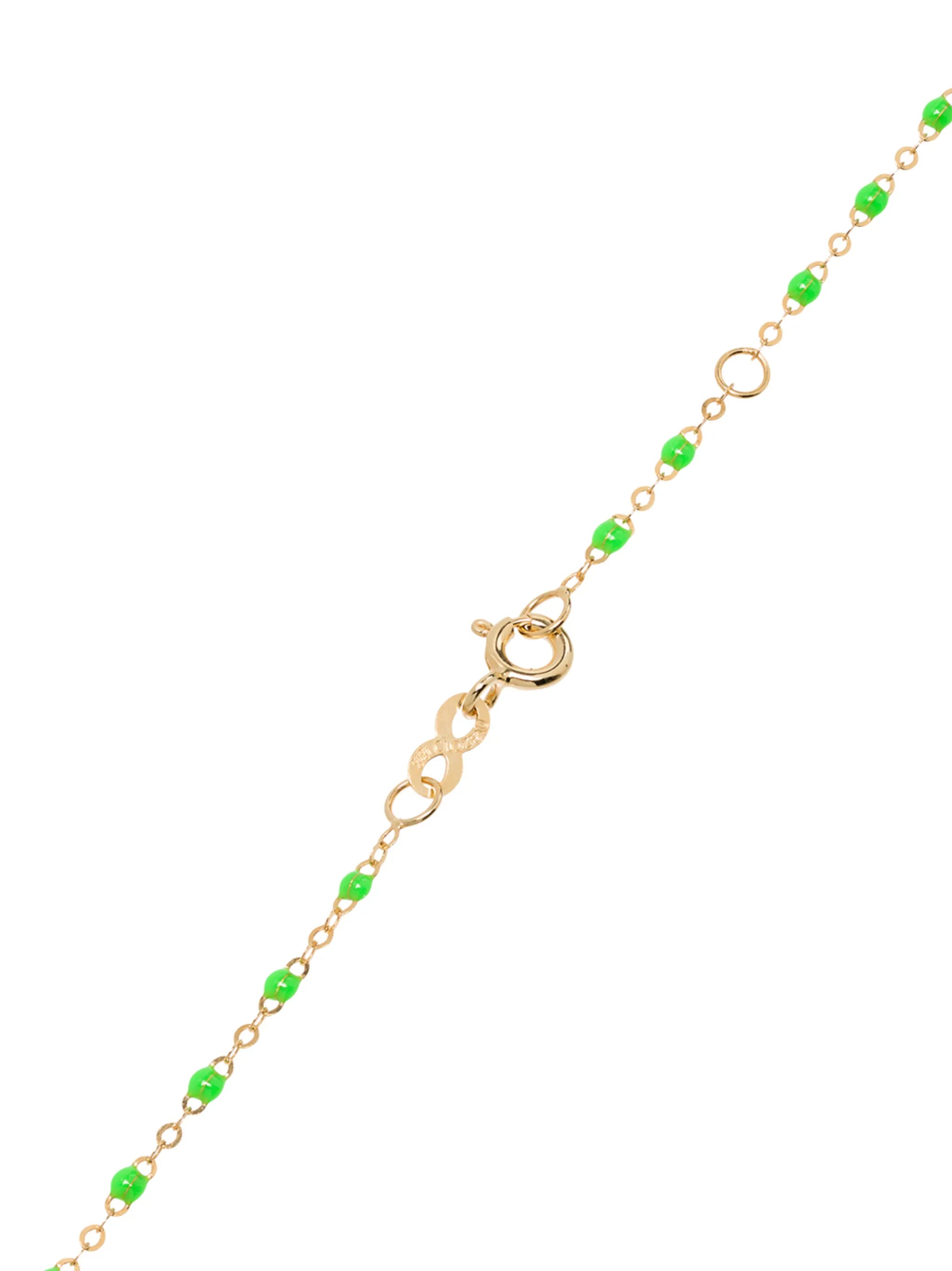 18kt yellow gold and green beaded necklace