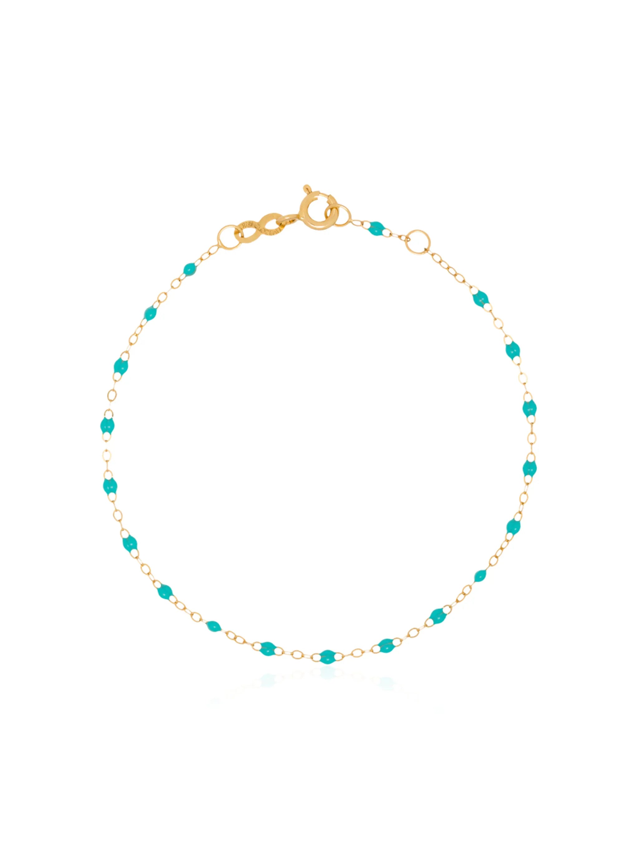 18kt yellow gold turquoise bead bracelet