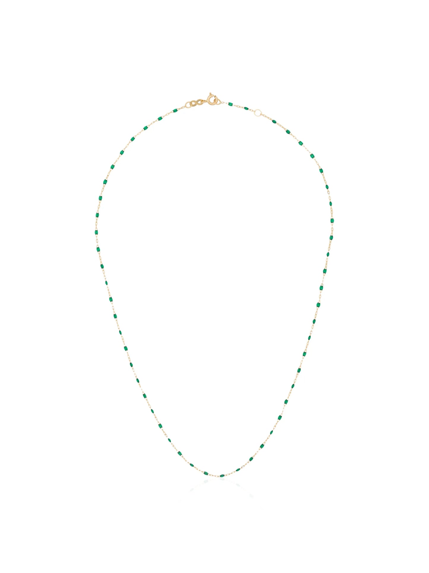 18kt yellow gold and green beaded necklace