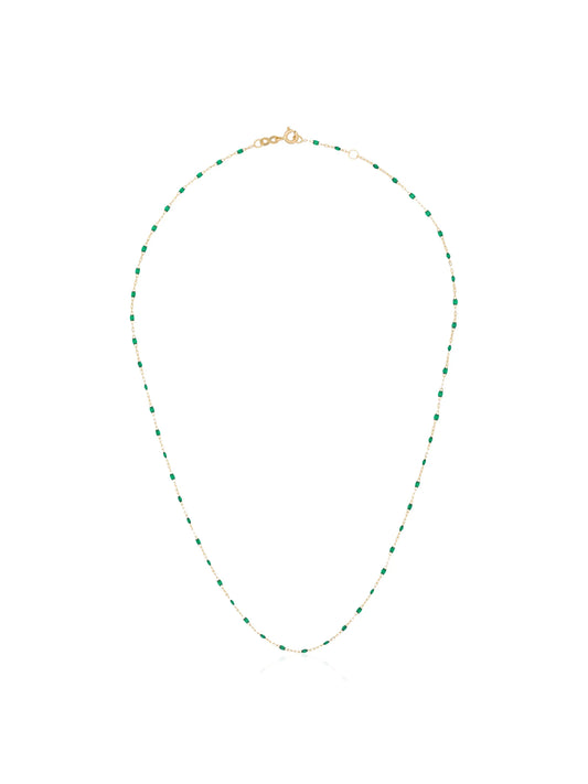 18kt yellow gold and green beaded necklace