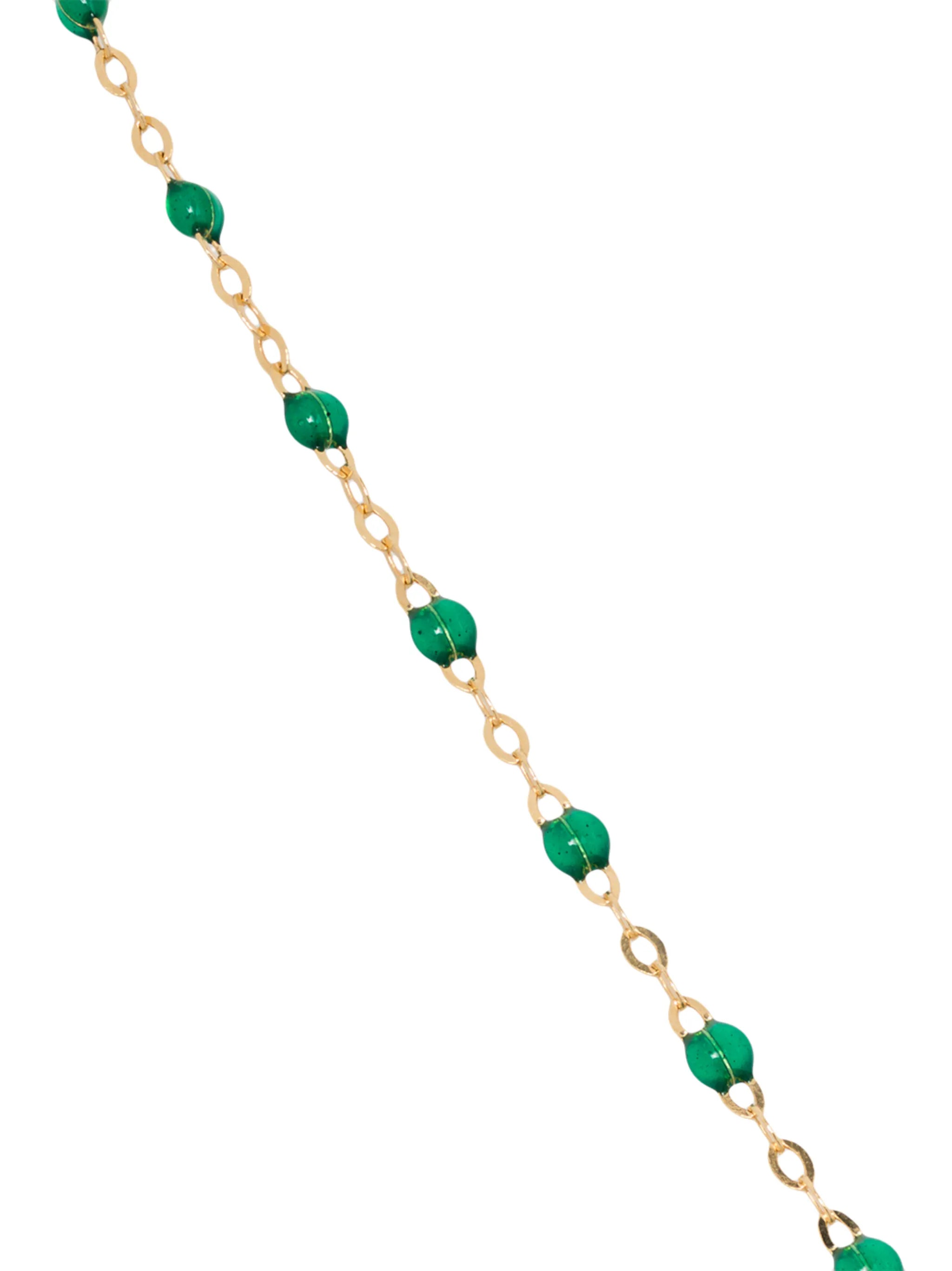 18kt yellow gold and green beaded necklace