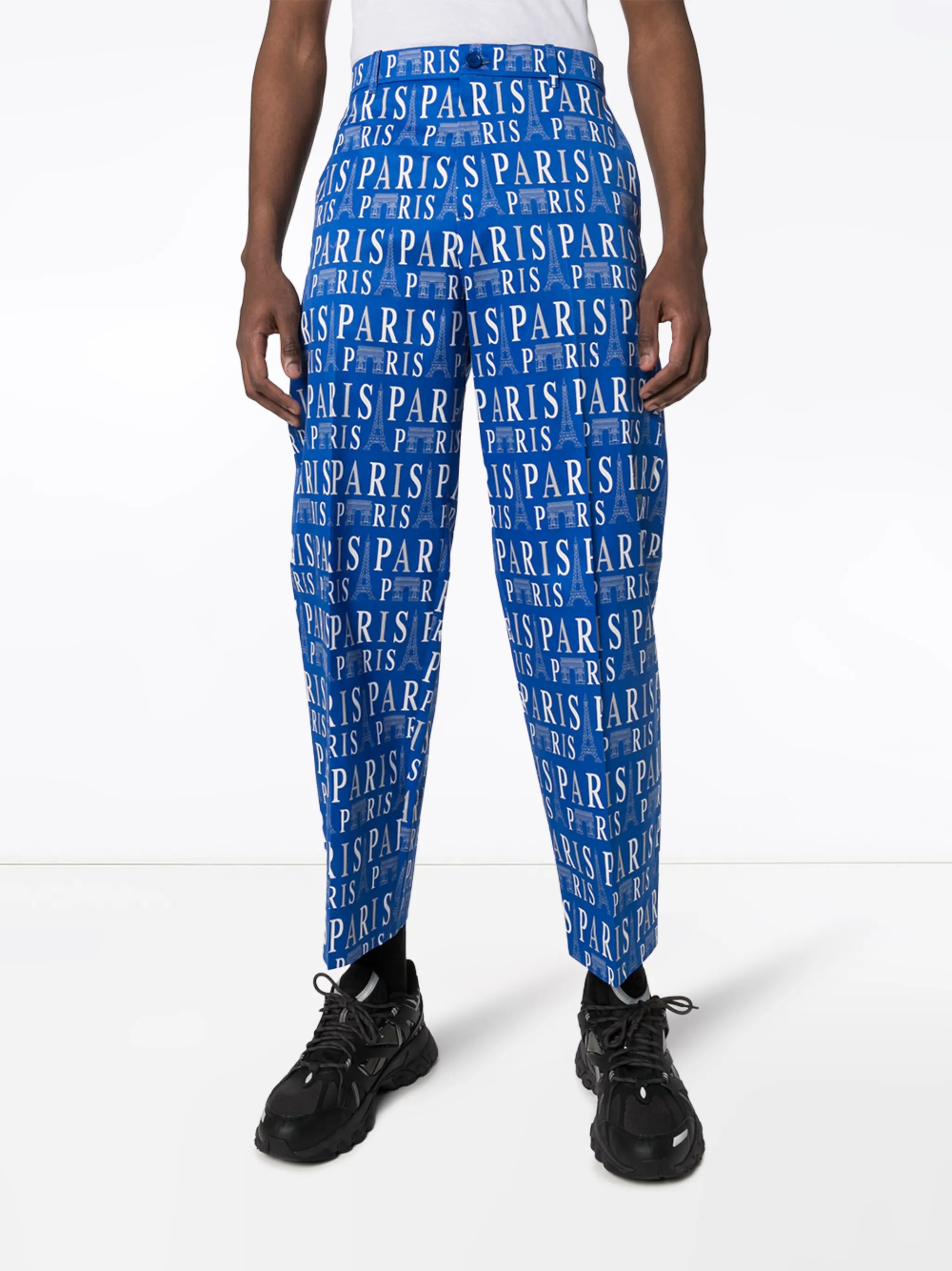 Paris print tailored trousers