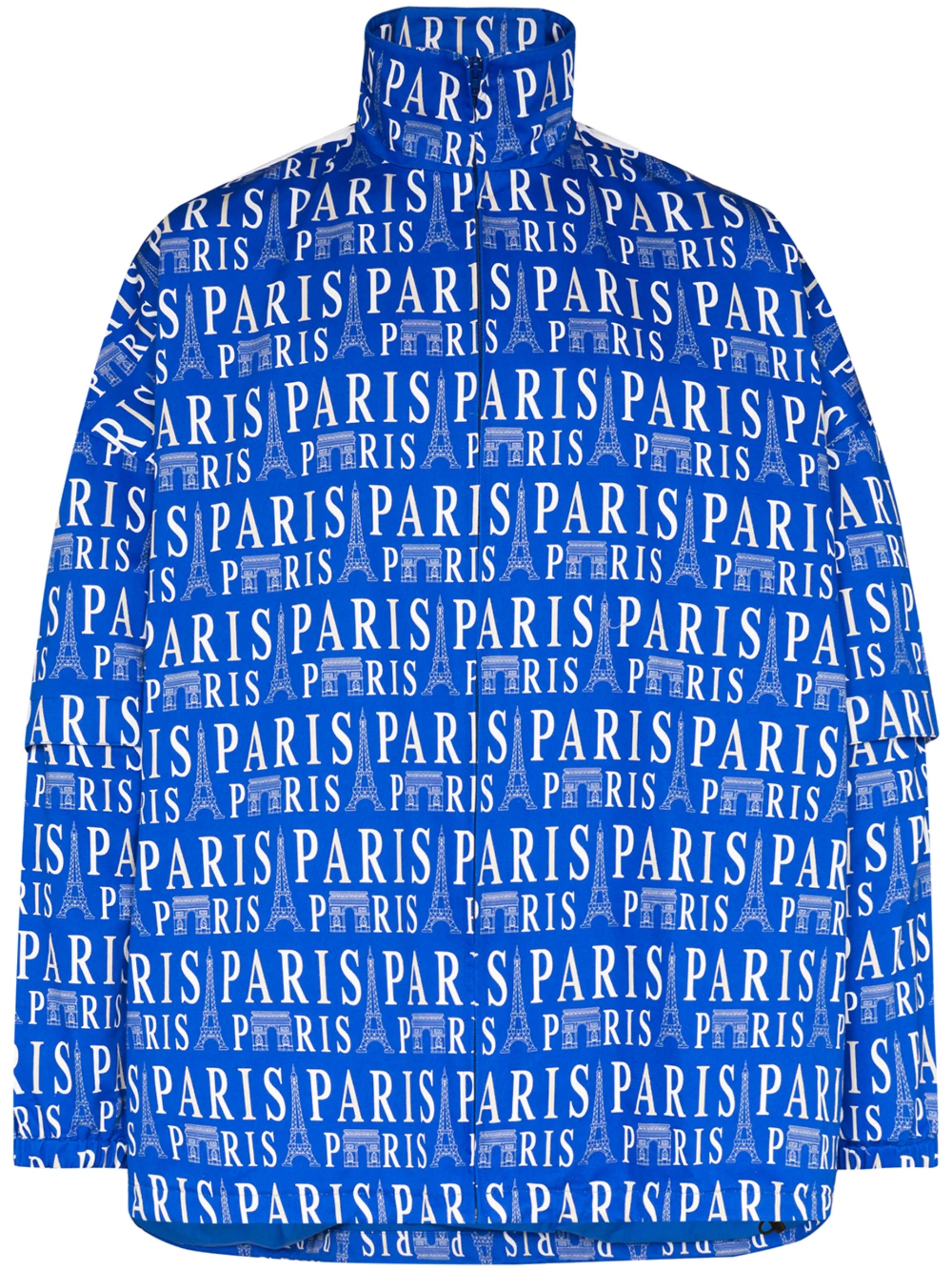 Paris print split-sleeve track jacket