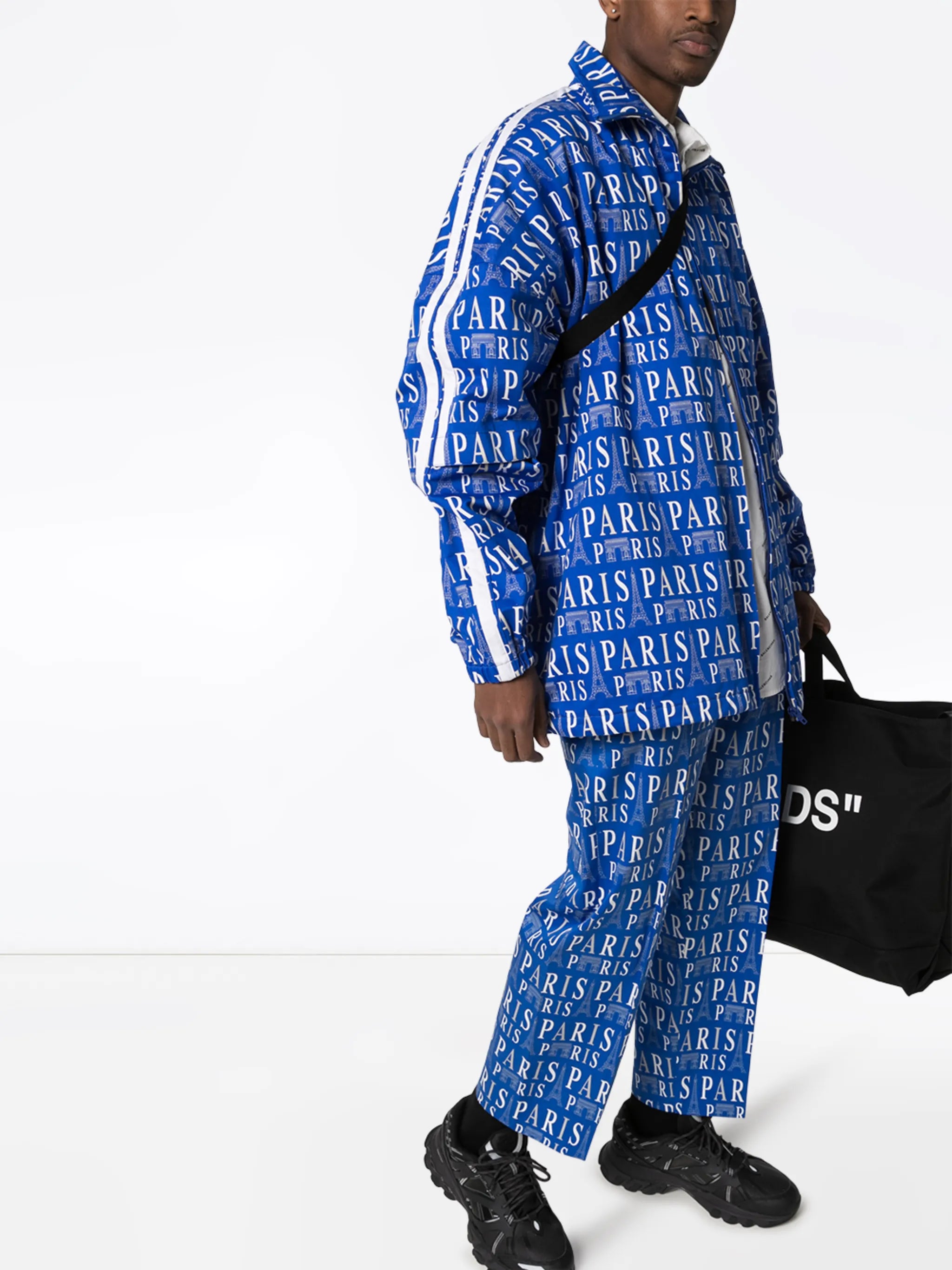 Paris print split-sleeve track jacket