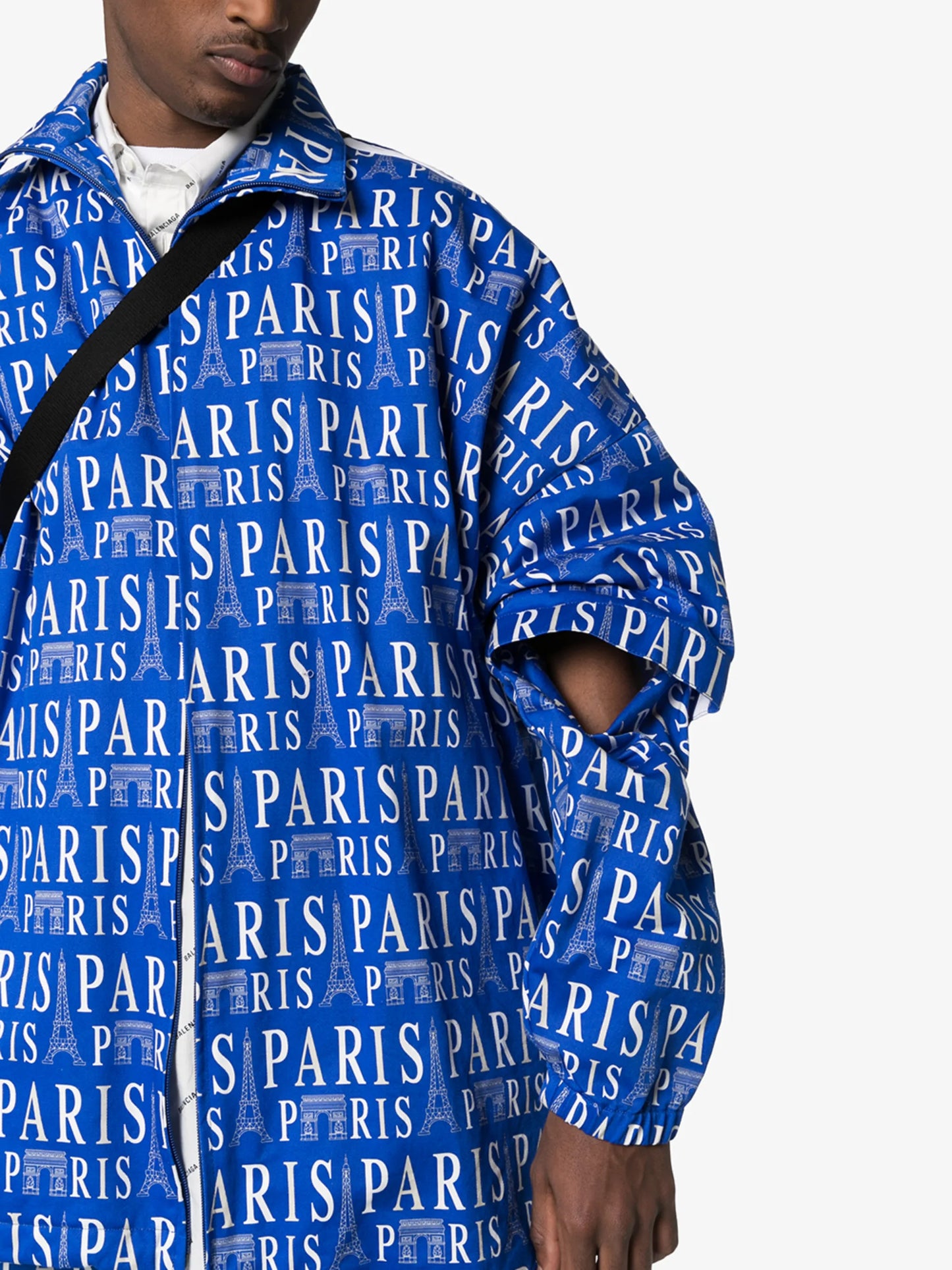 Paris print split-sleeve track jacket